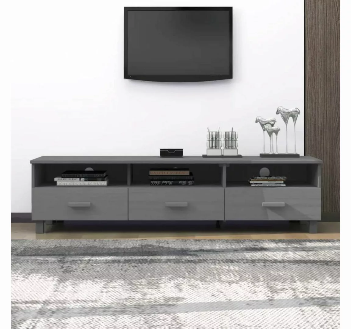 furnicato TV-Schrank HAMAR Dunkelgrau 158x40x40 cm Massivholz Kiefer günstig online kaufen