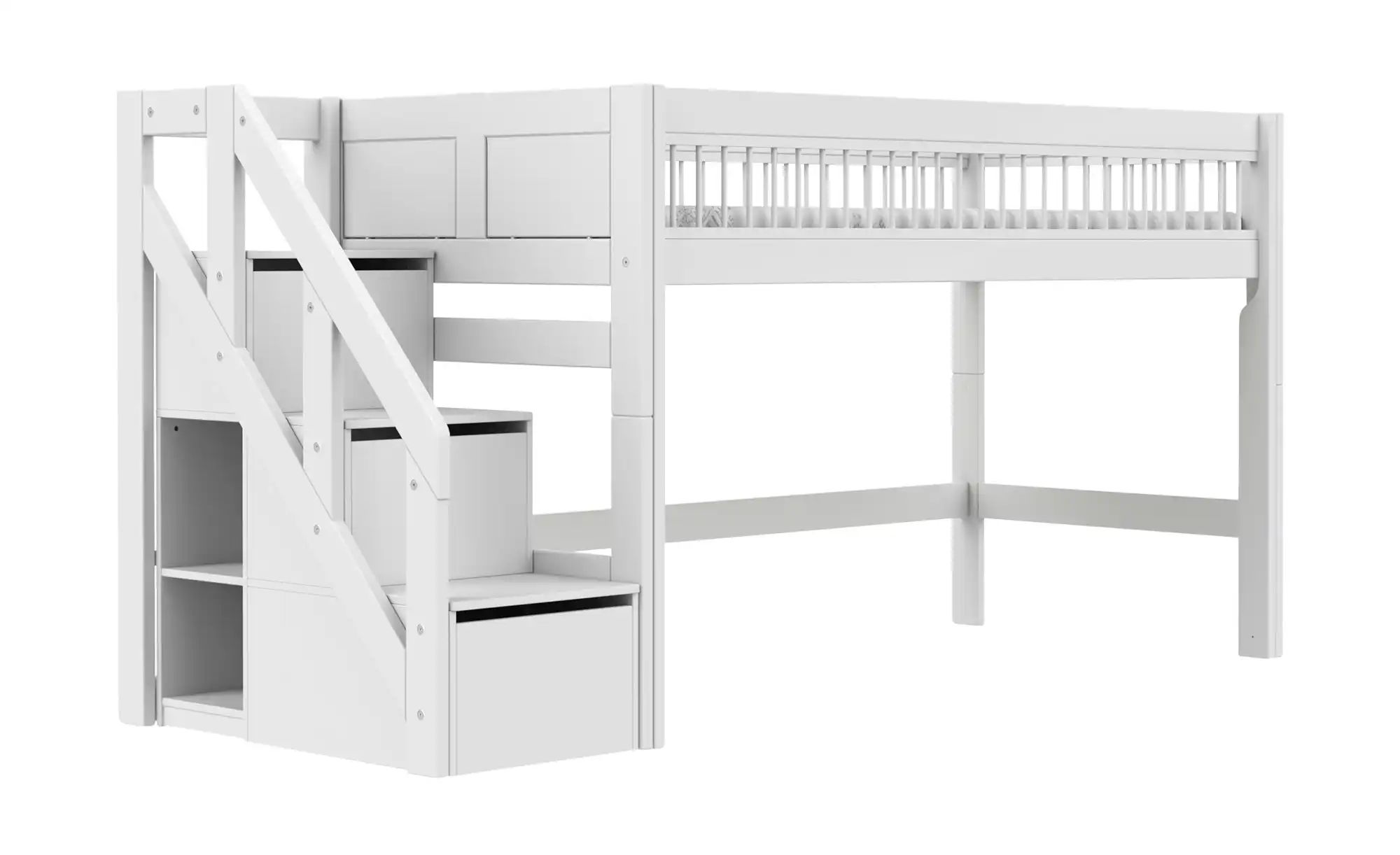 Lifetime Halbhohes Bett mit Treppe  Breeze ¦ weiß ¦ Maße (cm): B: 257 H: 12 günstig online kaufen