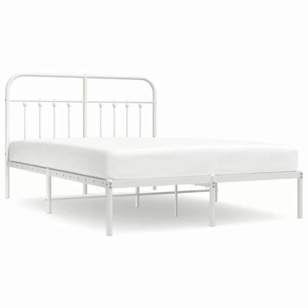 furnicato Bett Bettgestell mit Kopfteil Metall Weiß 140x200 cm günstig online kaufen