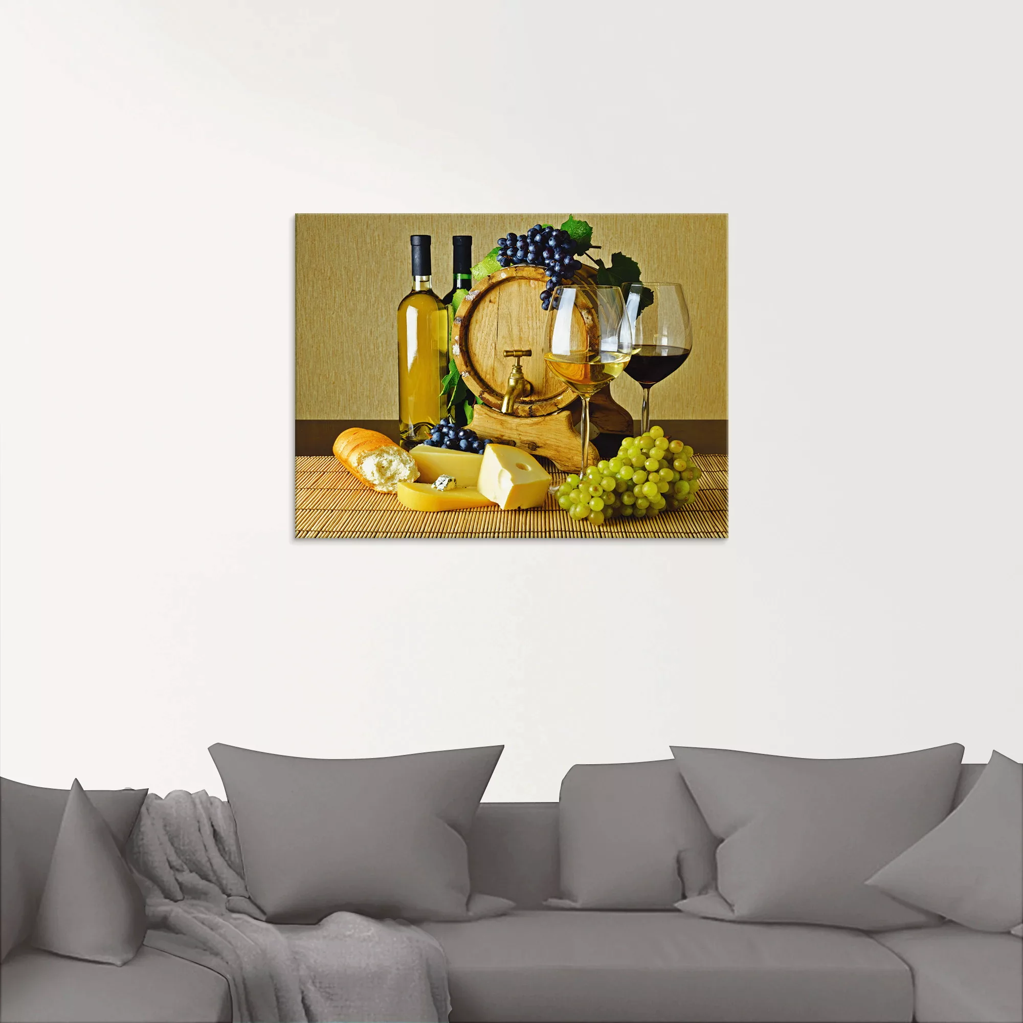 Artland Glasbild "Käse, Wein und Trauben", Lebensmittel, (1 St.), in versch günstig online kaufen