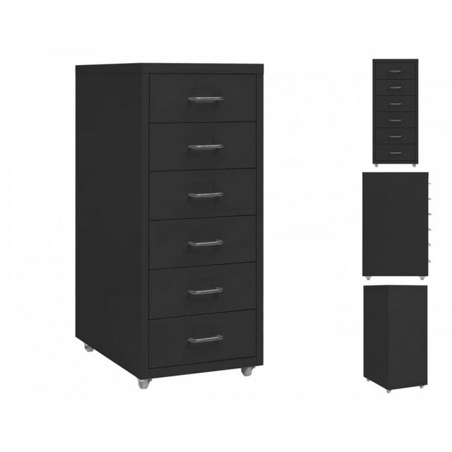 vidaXL Aktenschrank Aktenschrank mit Rollen Schwarz 28x41x69 cm Metall günstig online kaufen