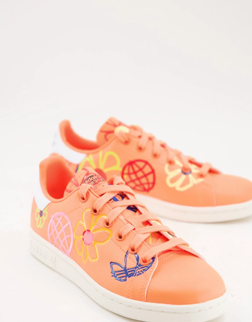 adidas Originals – Sustainable Stan Smiths – Sneaker in Orange mit durchgeh günstig online kaufen