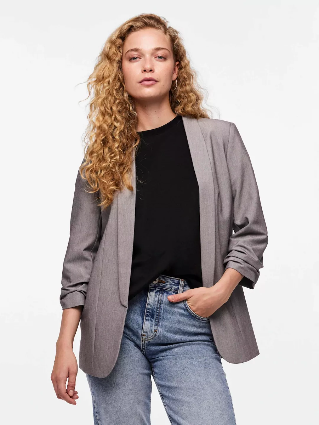 pieces Blusenblazer "PCBOSELLA 3/4 BLAZER NOOS", mit Faltendetail am Ärmel günstig online kaufen