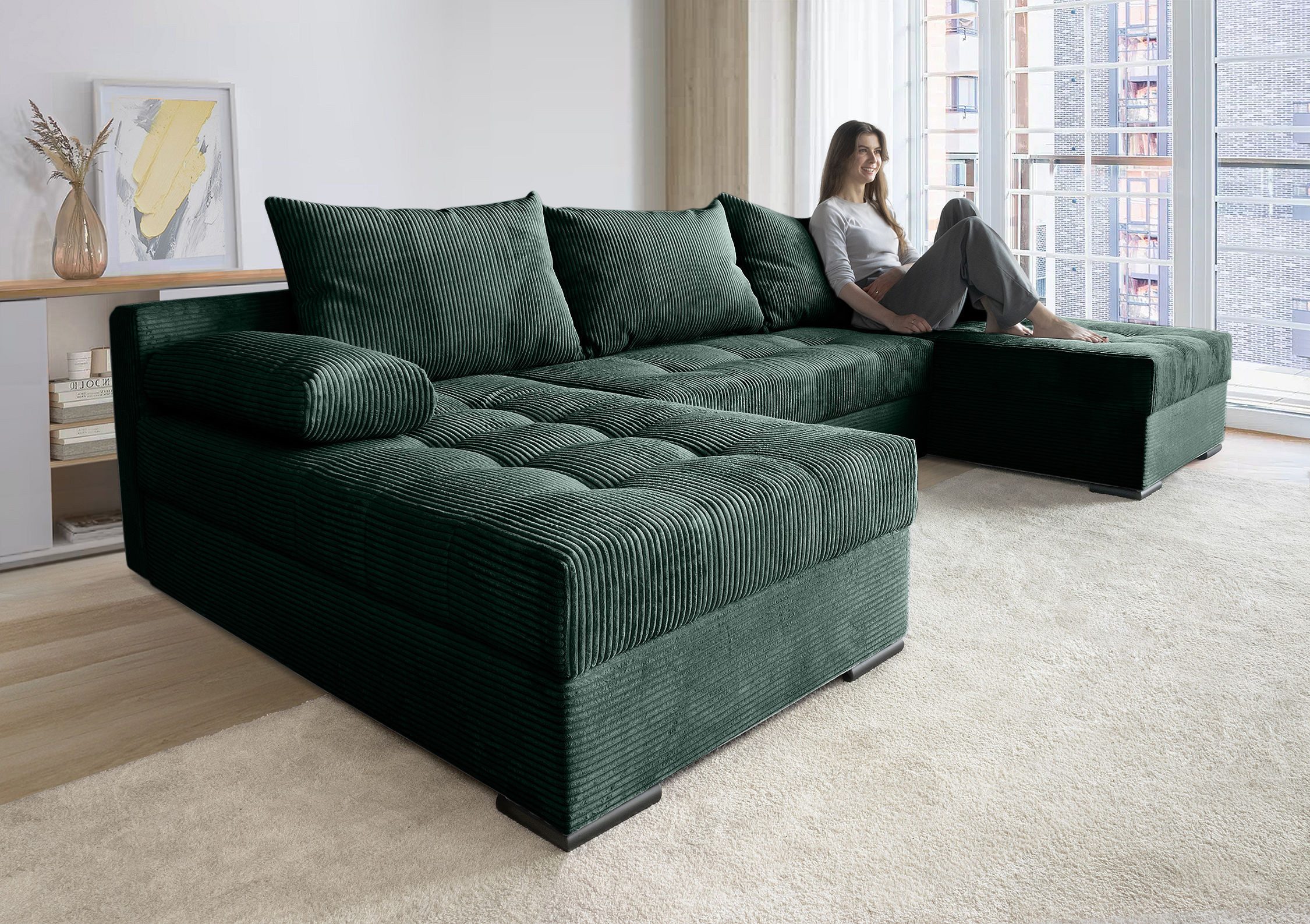 COLLECTION AB Wohnlandschaft "Josy, U-Form, Schlafsofa mit Bettkasten", (Co günstig online kaufen