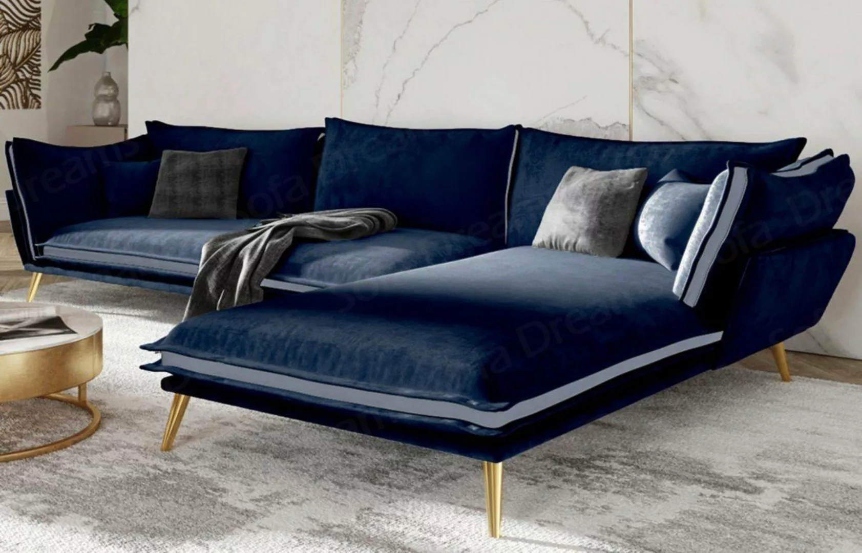 Sofa Dreams Ecksofa Stoff Design Polster Samtsofa Lobos L Form Stoffsofa, L günstig online kaufen