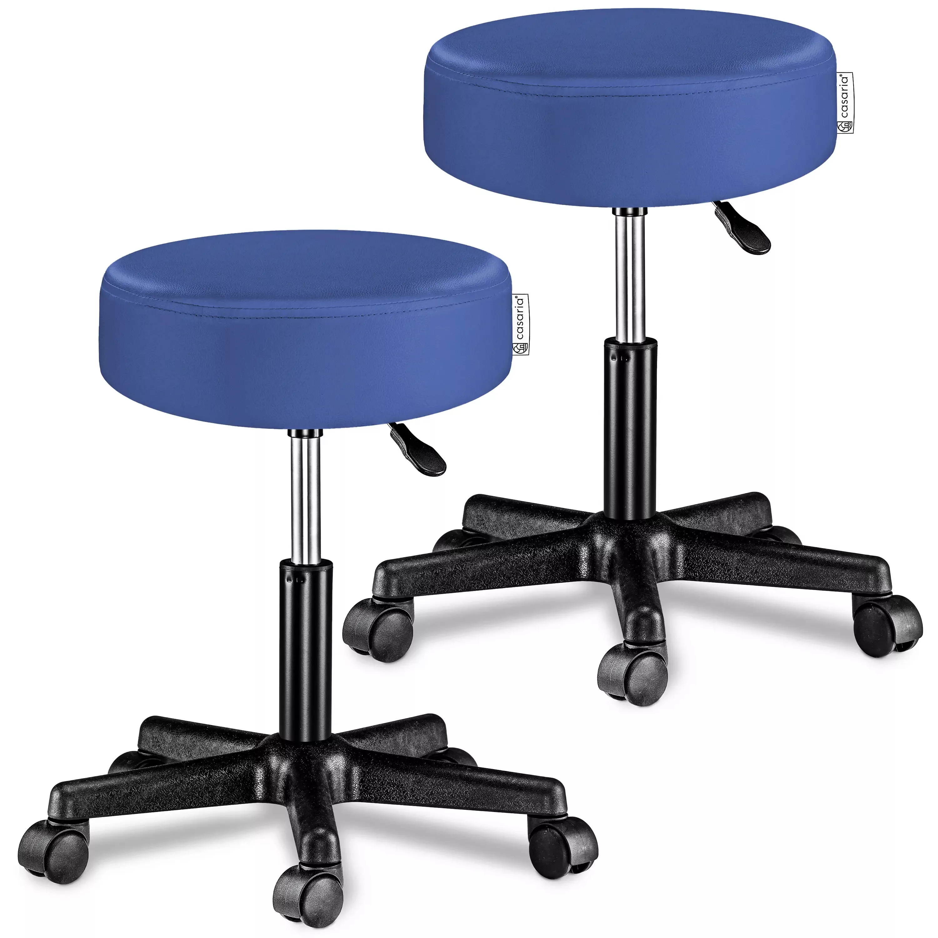 Rollhocker Kunstleder 2er-Set Blau 360° drehbar günstig online kaufen