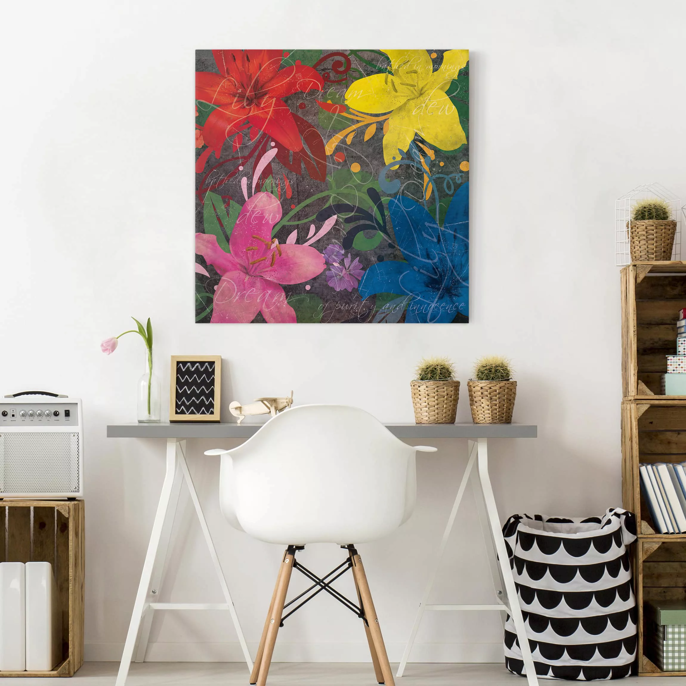Leinwandbild Blumen - Quadrat Lilientraum günstig online kaufen
