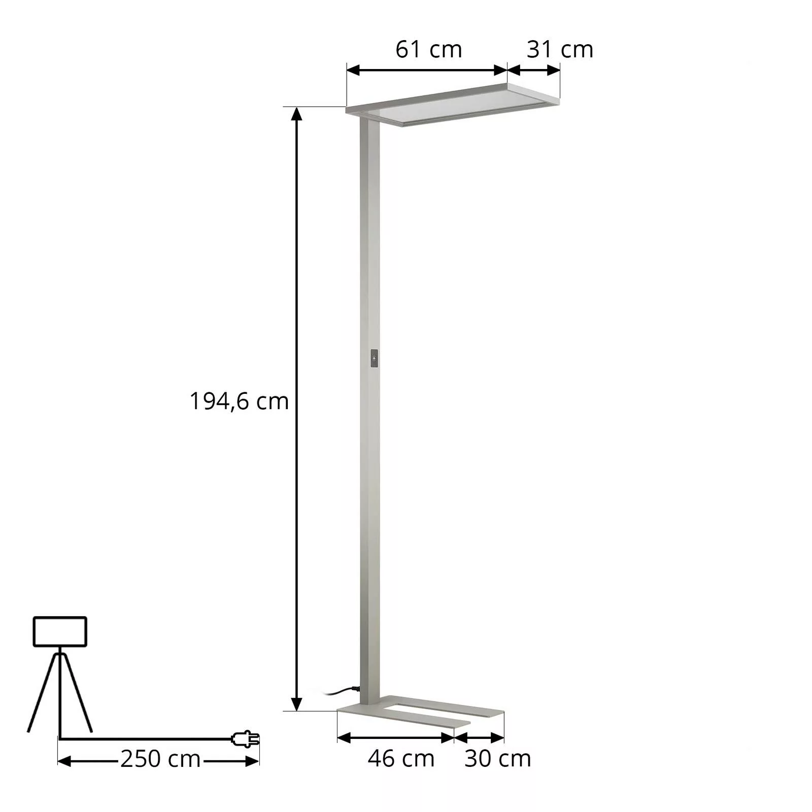 Prios Taronis LED-Büro-Stehlampe, Dimmer, silber günstig online kaufen