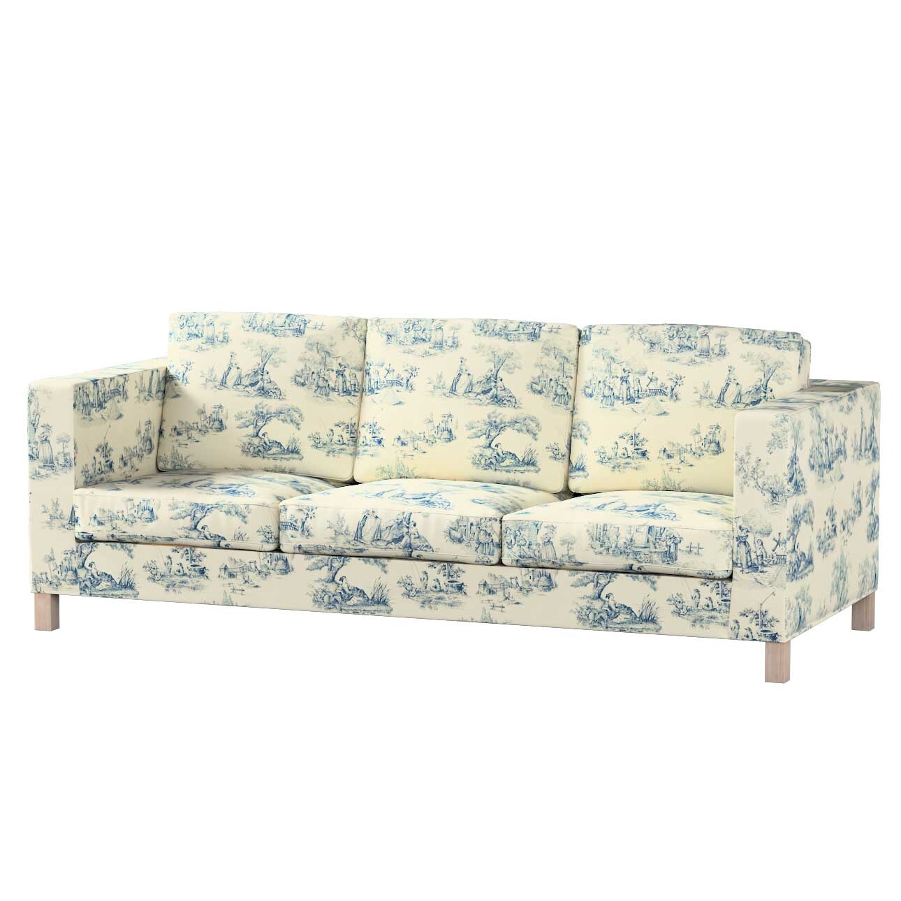 Bezug für Karlanda 3-Sitzer Sofa nicht ausklappbar, kurz, creme- blau, Bezu günstig online kaufen
