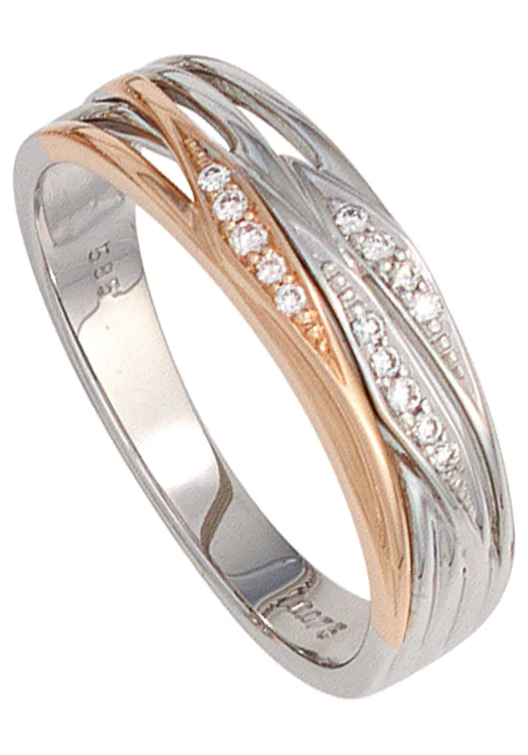 JOBO Diamantring, 585 Gold bicolor mit 14 Diamanten günstig online kaufen