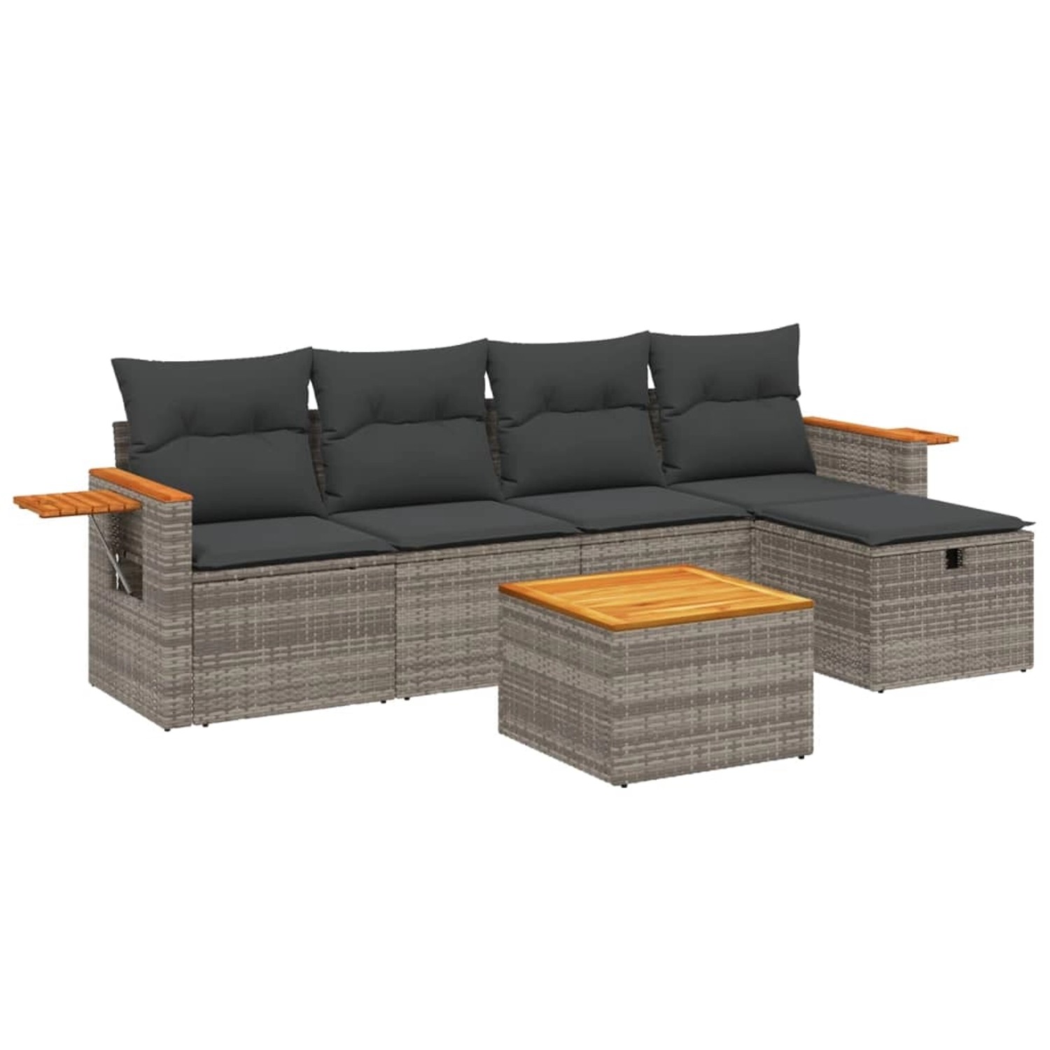 vidaXL 6-Tlg Garten-Sofagarnitur mit Kissen Grau Poly Rattan 3265512 günstig online kaufen