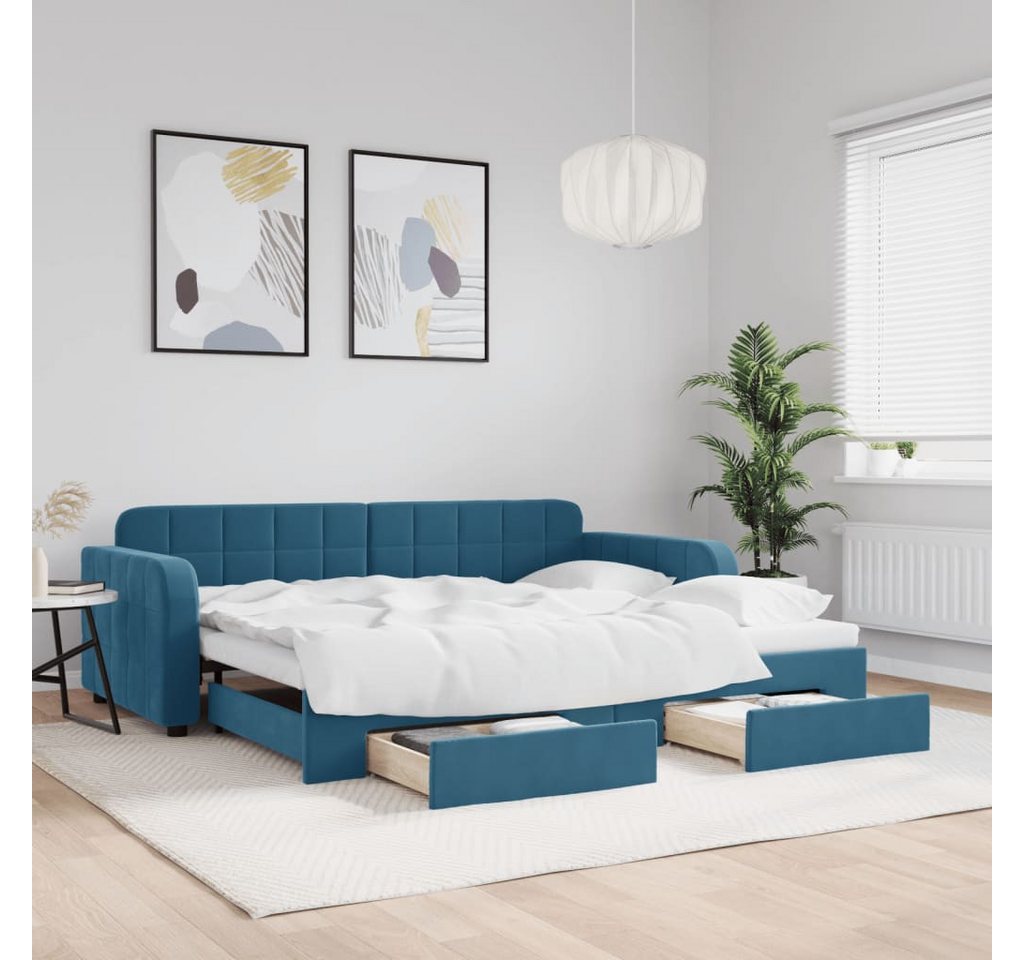 vidaXL Gästebett Gästebett Tagesbett mit Rollbett und Schubladen Blau 90x20 günstig online kaufen