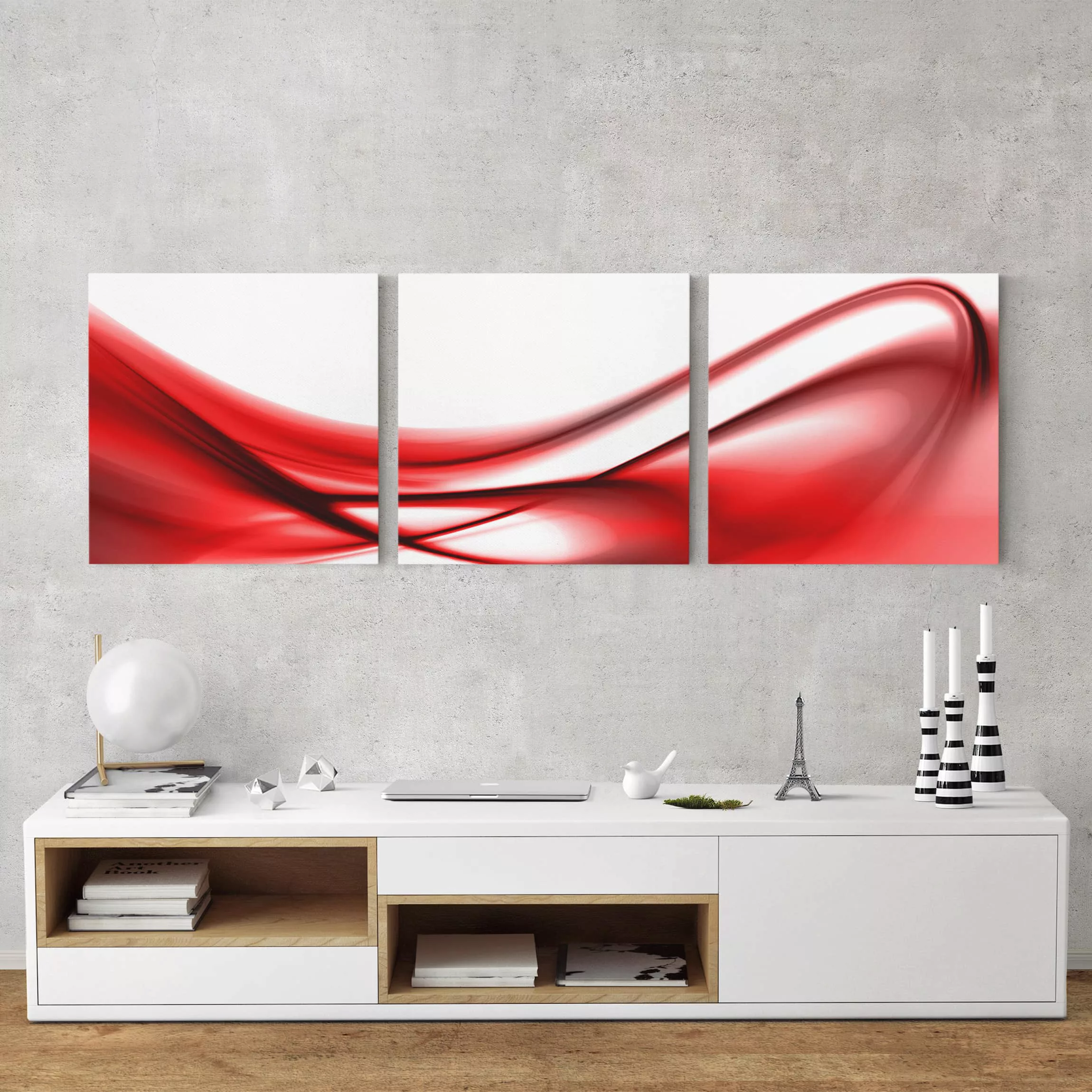 3-teiliges Leinwandbild Abstrakt Red Touch günstig online kaufen