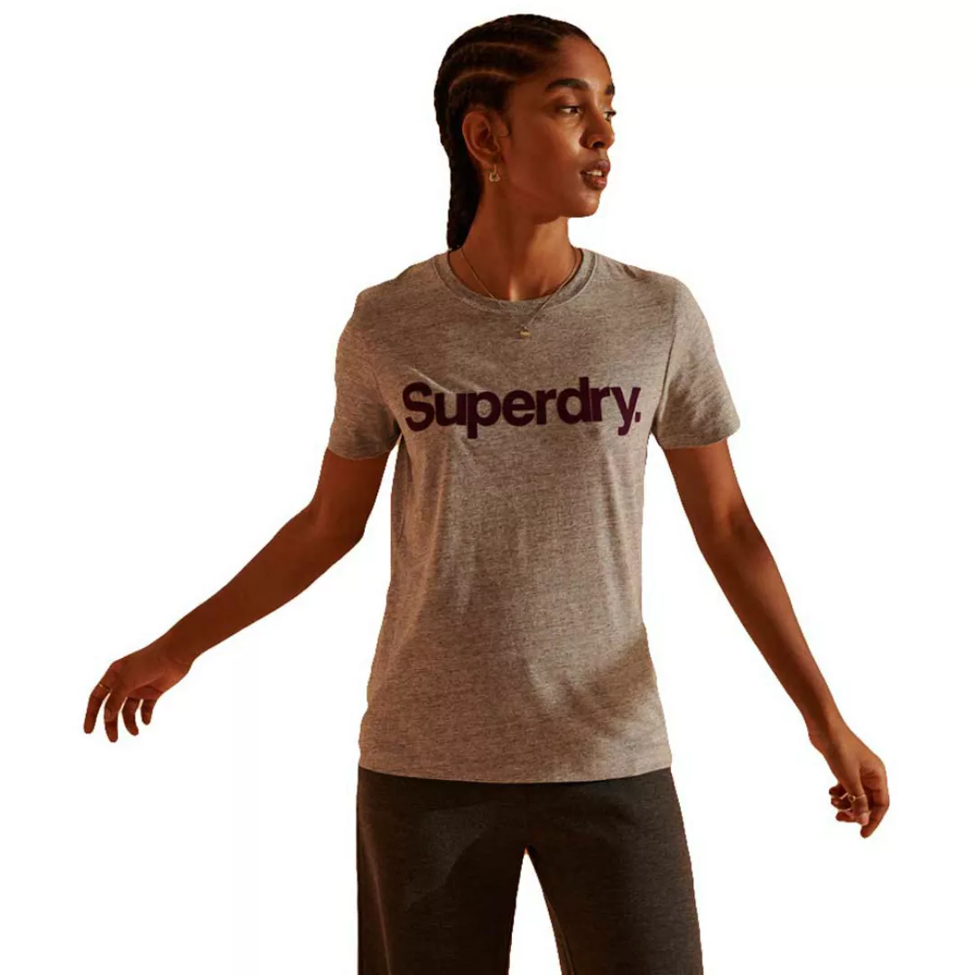 Superdry Core Logo Flock Kurzarm T-shirt 2XS Soft Grey Marl günstig online kaufen
