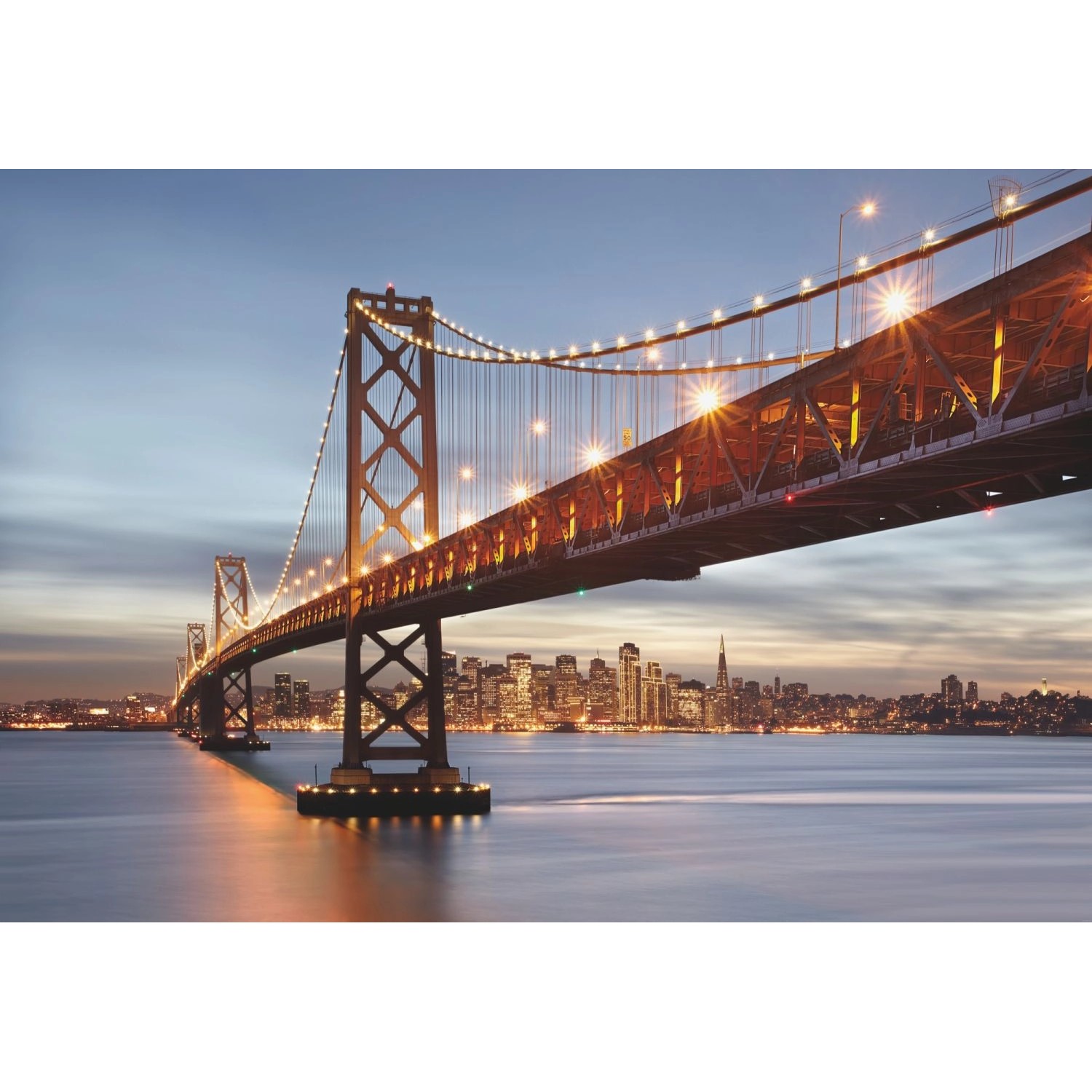 Sanders & Sanders Fototapete Bucht-Brücke Blau und Braun 368 x 254 cm 61224 günstig online kaufen