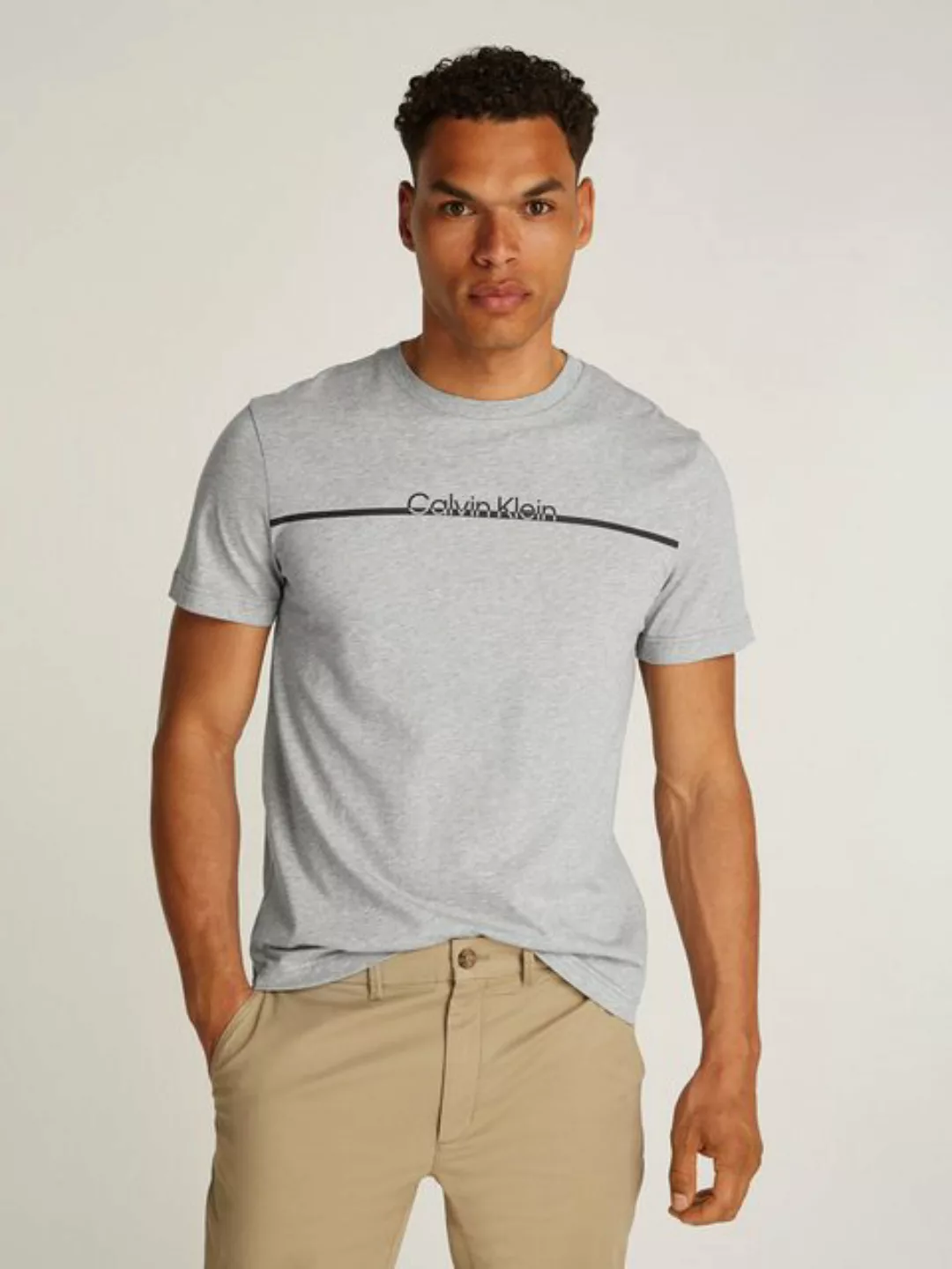 Calvin Klein Rundhalsshirt SPLIT LINE LOGO T-SHIRT mit Logoprint günstig online kaufen