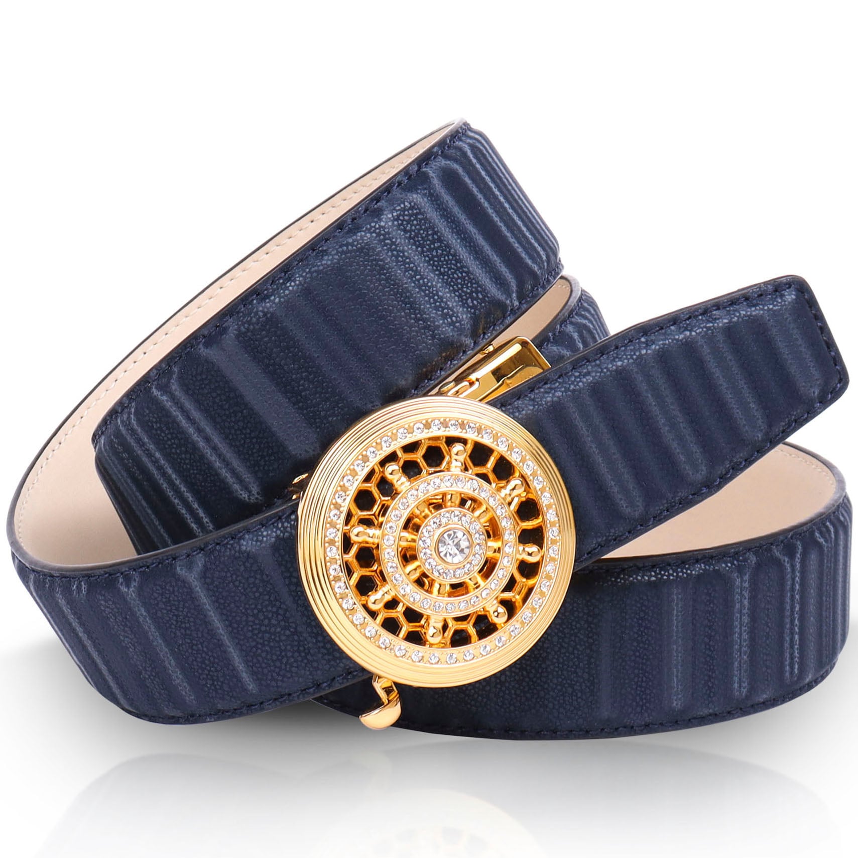 Anthoni Crown Ledergürtel, mit goldfarbener Automatik-Schließe, drehbares S günstig online kaufen