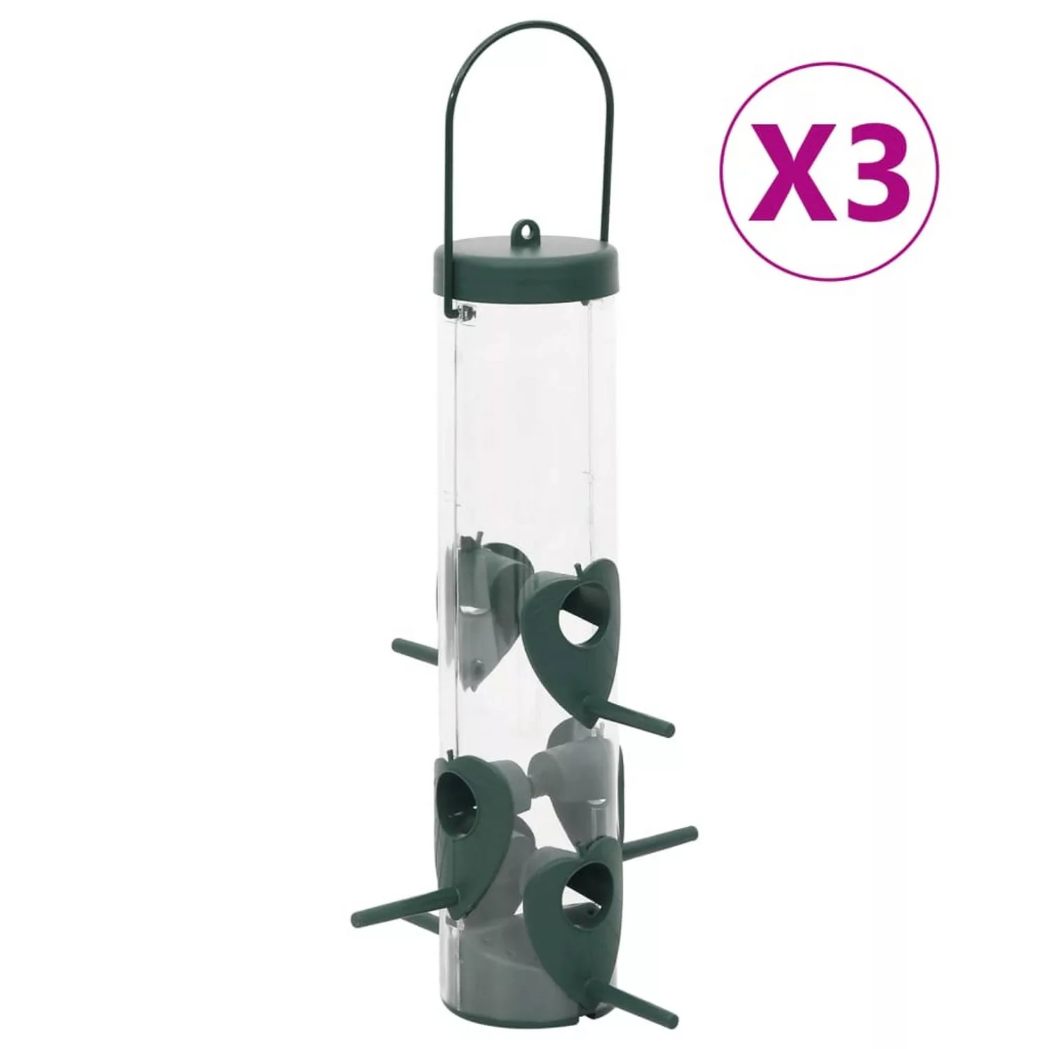 vidaXL Vogelhaus Vogelfutterspender 3 Stk. Dunkelgrün günstig online kaufen