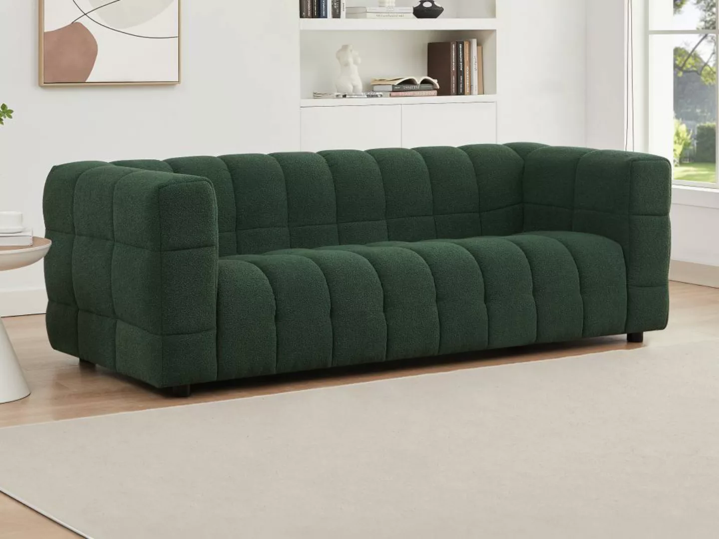 Sofa 3-Sitzer - Bouclé-Stoff - Grün - LERICI von Pascal Morabito günstig online kaufen
