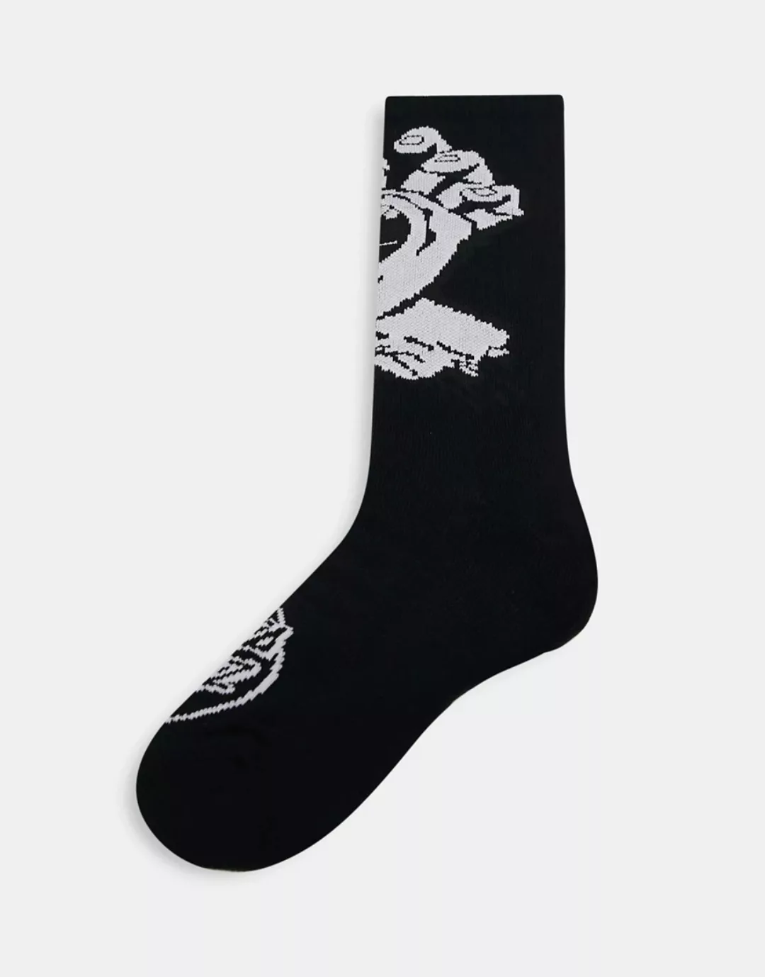 Santa Cruz – Einfarbige Socken in Schwarz mit schreiendem Hand-Logo günstig online kaufen