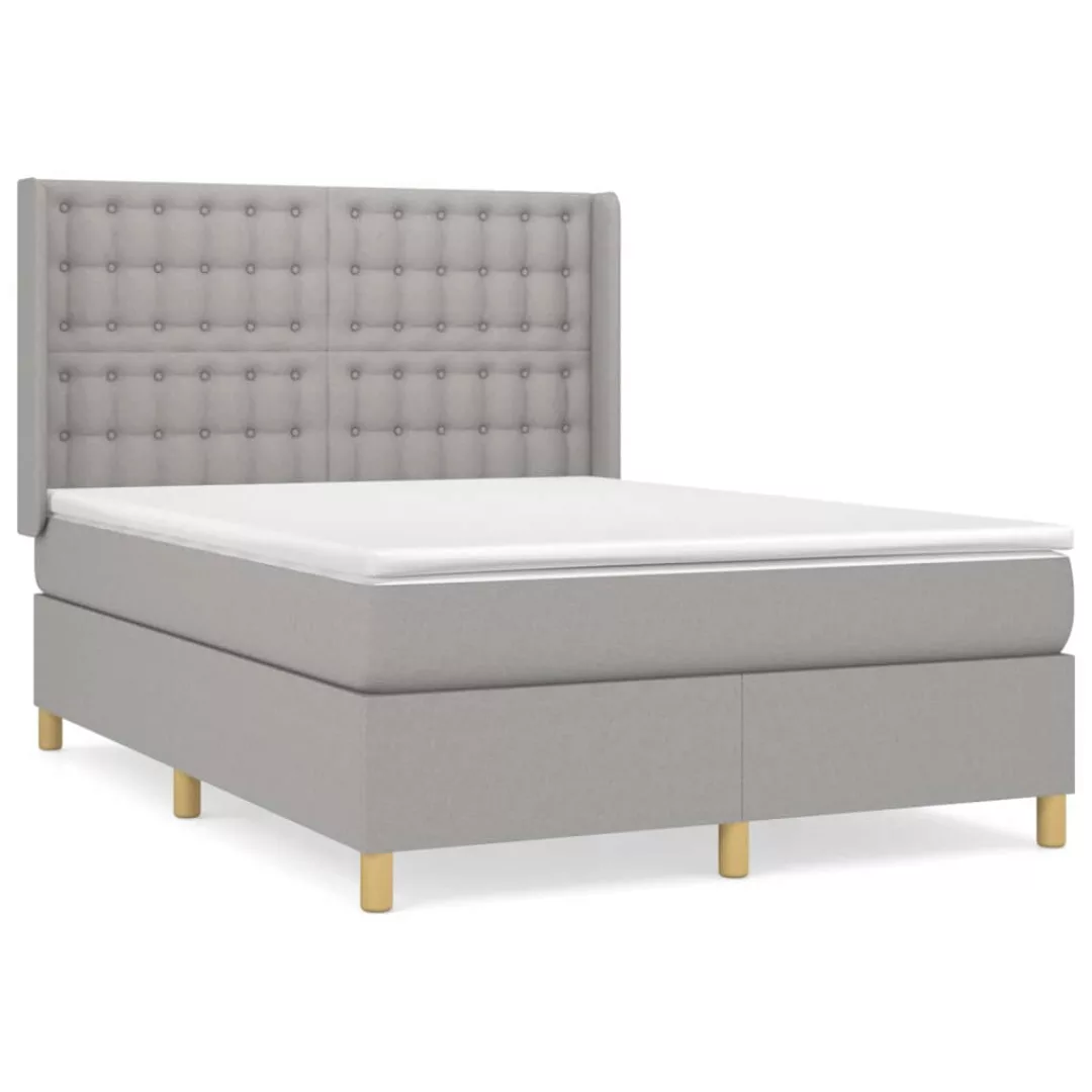 Vidaxl Boxspringbett Mit Matratze Hellgrau 140x200 Cm Stoff günstig online kaufen