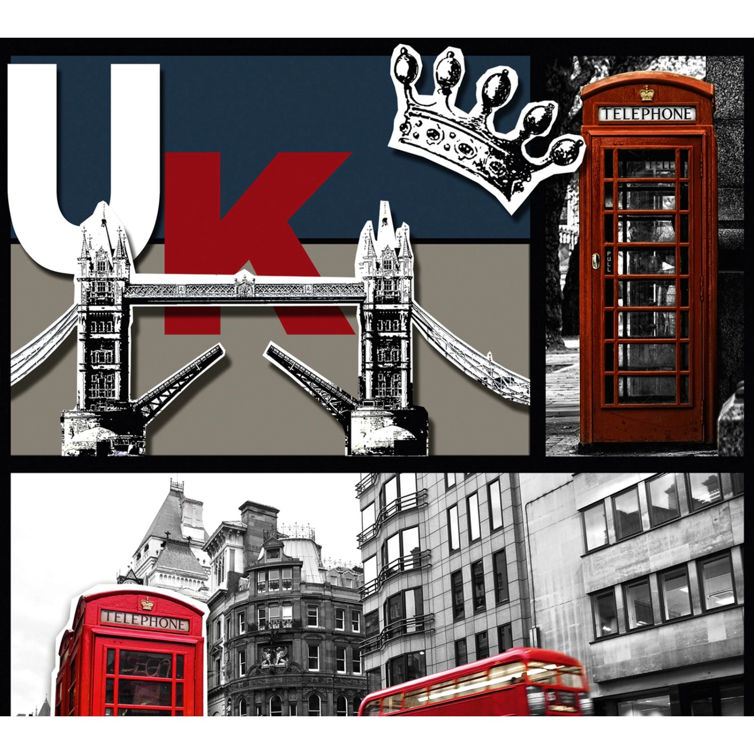 Bricoflor London Tapete Selbstklebend Modernes Tapeten Panel in Rot und Bla günstig online kaufen