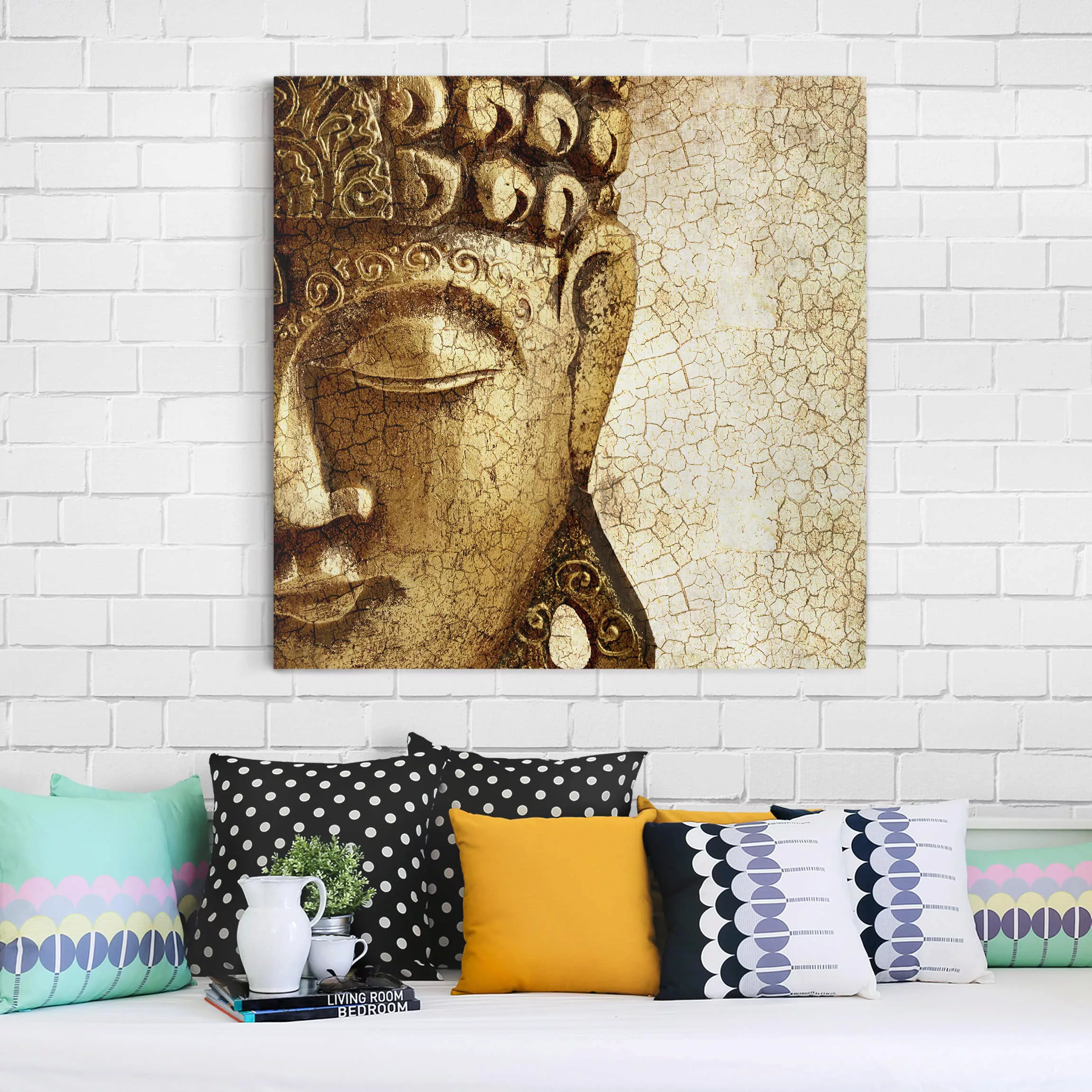Leinwandbild Buddha - Quadrat Vintage Buddha günstig online kaufen
