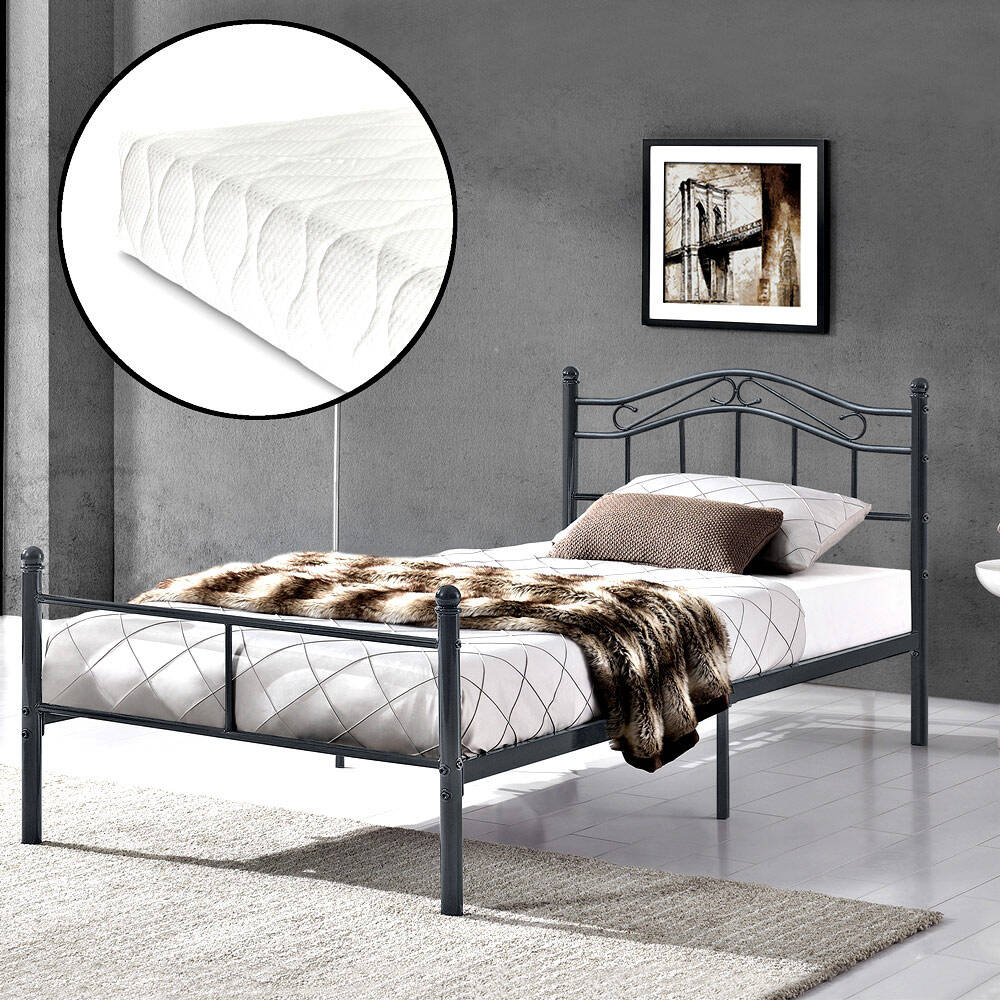 Metallbett Jugendbett Einzelbet Florenz 90x200 cm mit Kaltschaummatratze günstig online kaufen