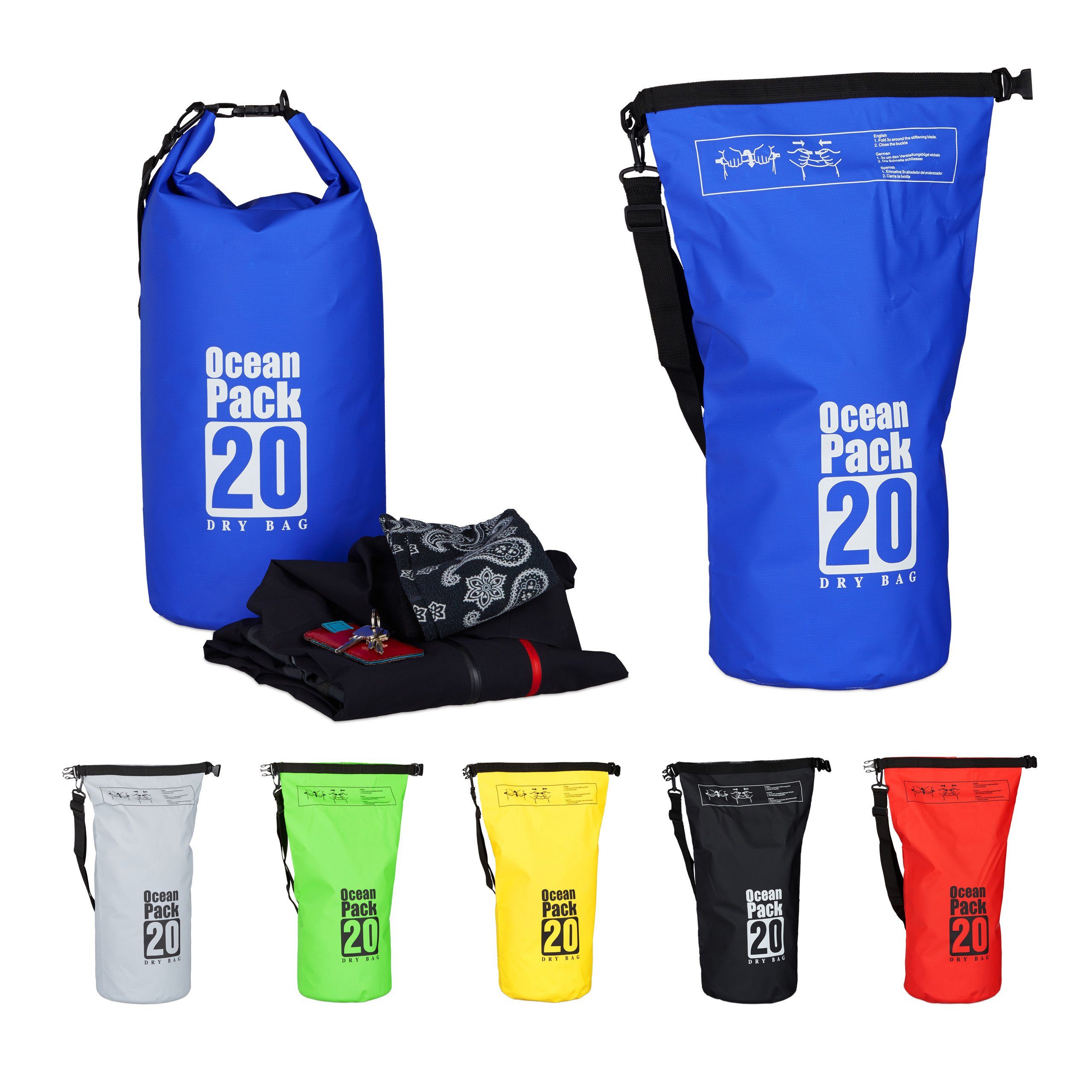 relaxdays Packsack Ocean Pack 20L wasserdicht, günstig online kaufen