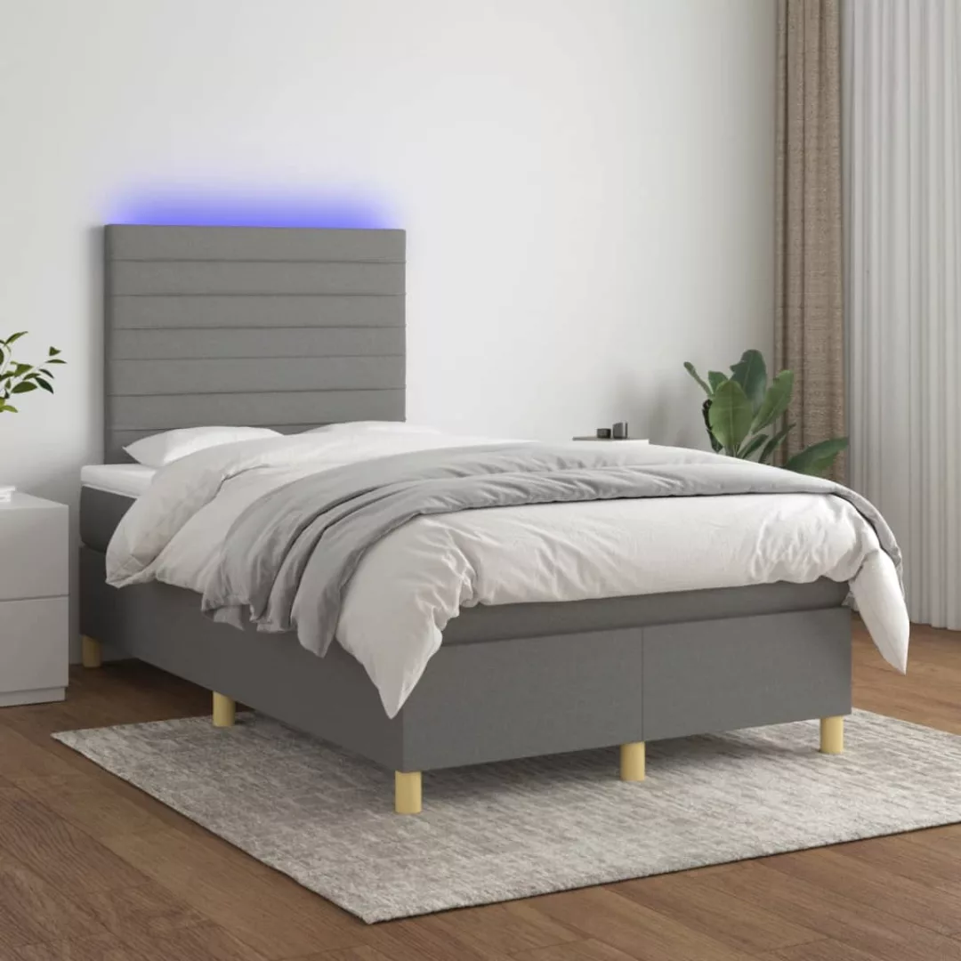 Vidaxl Boxspringbett Mit Matratze & Led Dunkelgrau 120x200 Cm Stoff günstig online kaufen