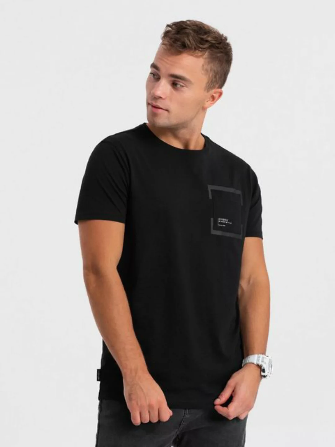 OMBRE T-Shirt Herren-T-Shirt aus Baumwolle mit Brusttasche günstig online kaufen