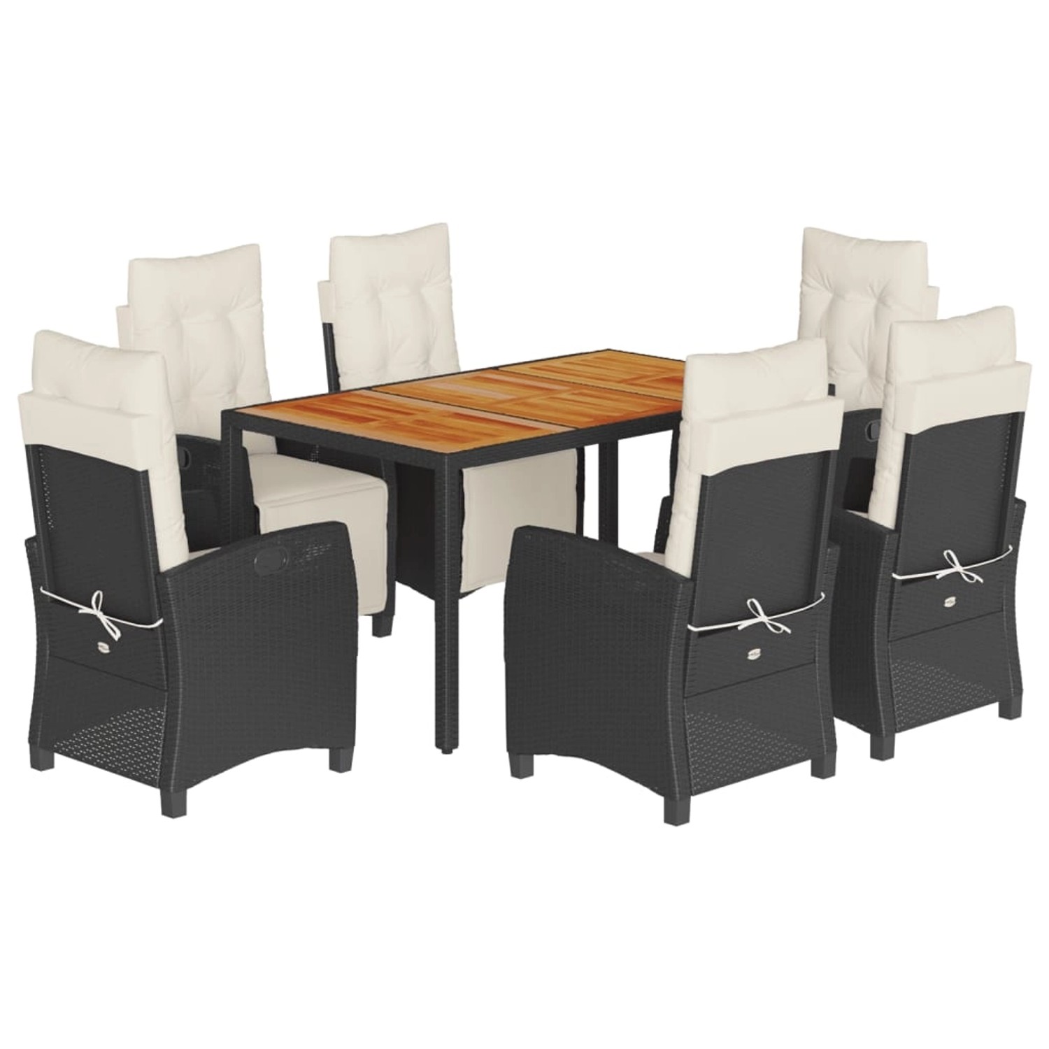 vidaXL 7-Tlg Garten-Essgruppe mit Kissen Schwarz Poly Rattan 3212903 günstig online kaufen