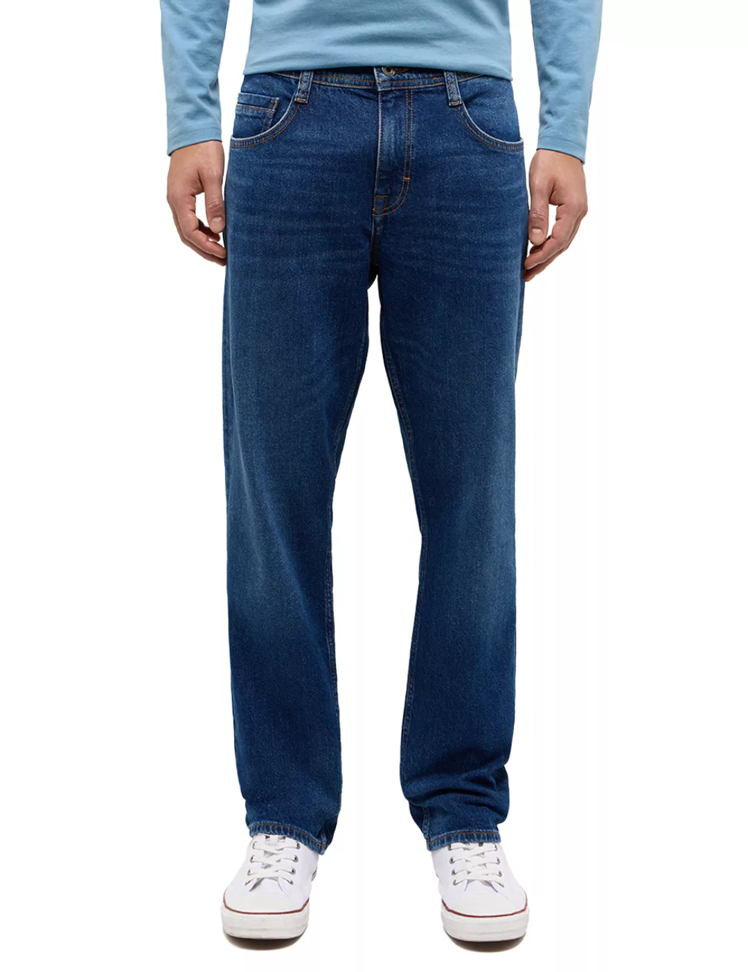 Mustang Jeans Denver Straight Fit blue denim used extra lang günstig online kaufen