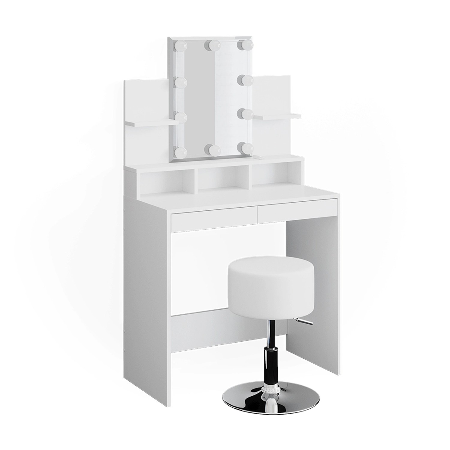 Vicco Schminktisch Ania Weiß 80 cm mit LED Beleuchtung und Hocker günstig online kaufen