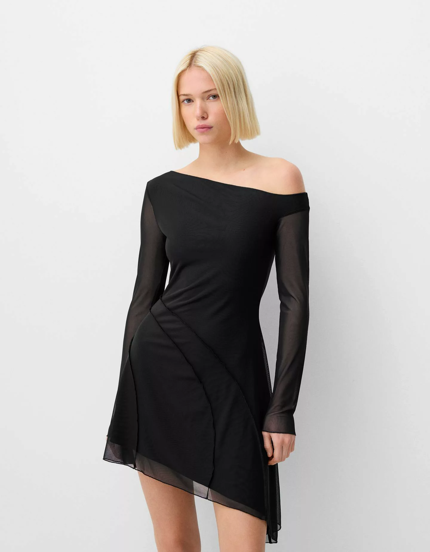 Bershka Asymmetrisches Minikleid Damen Xs Schwarz günstig online kaufen