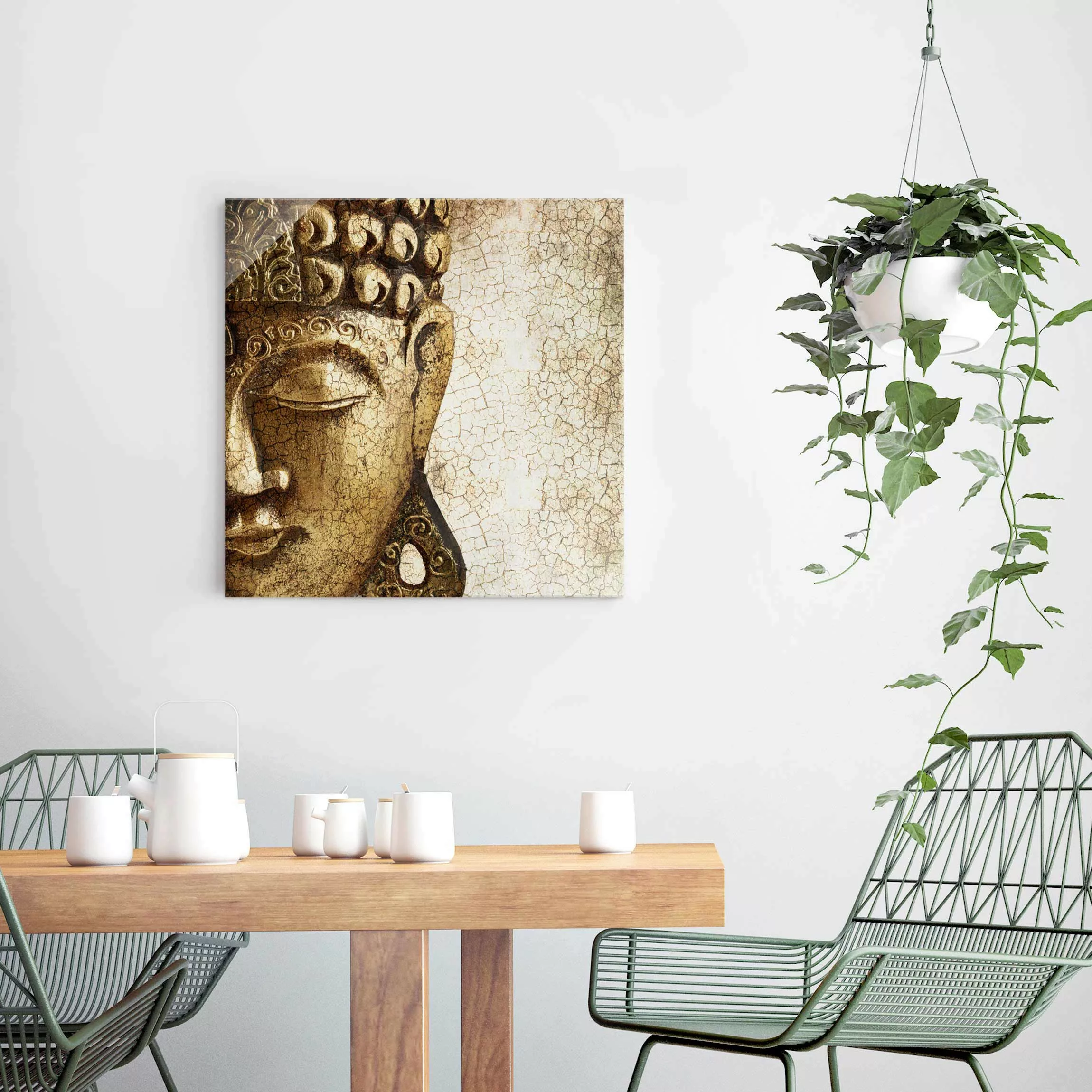 Glasbild Buddha - Quadrat Vintage Buddha günstig online kaufen
