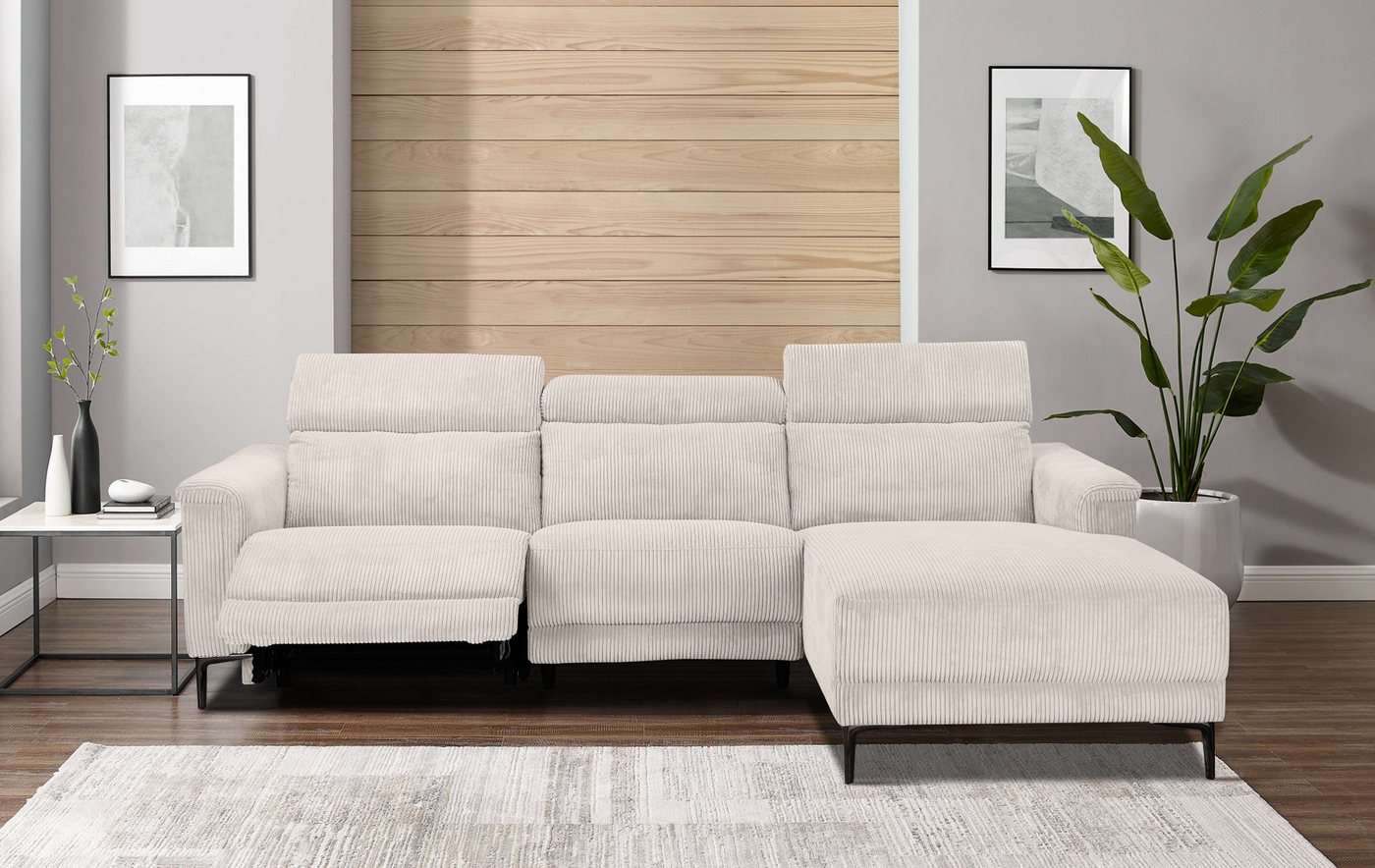 Places of Style Ecksofa Lund in Cord, L-Form, 261 cm, mit manueller, o. ele günstig online kaufen