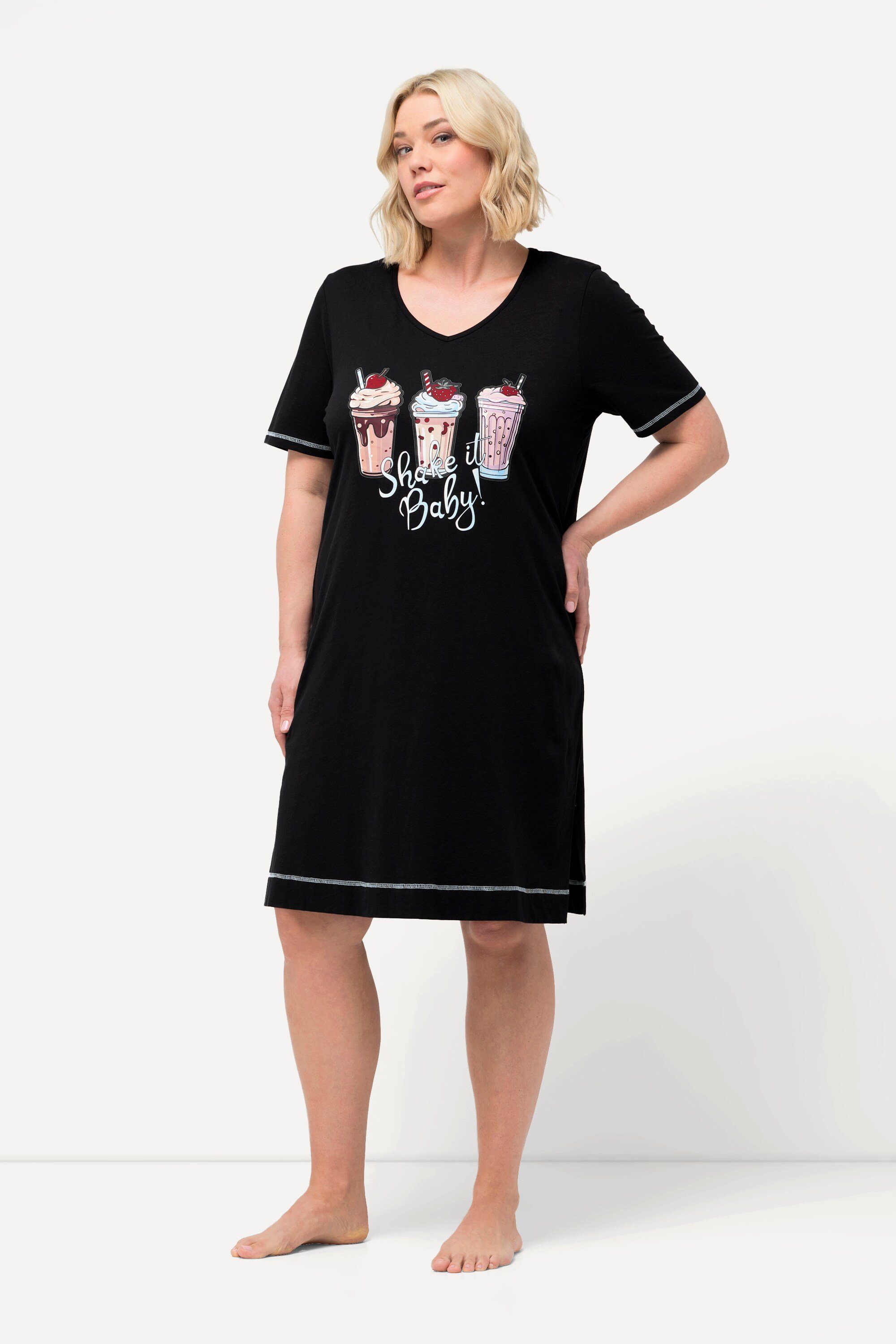 Ulla Popken Bigshirt Bigshirt bedruckt V-Ausschnitt günstig online kaufen
