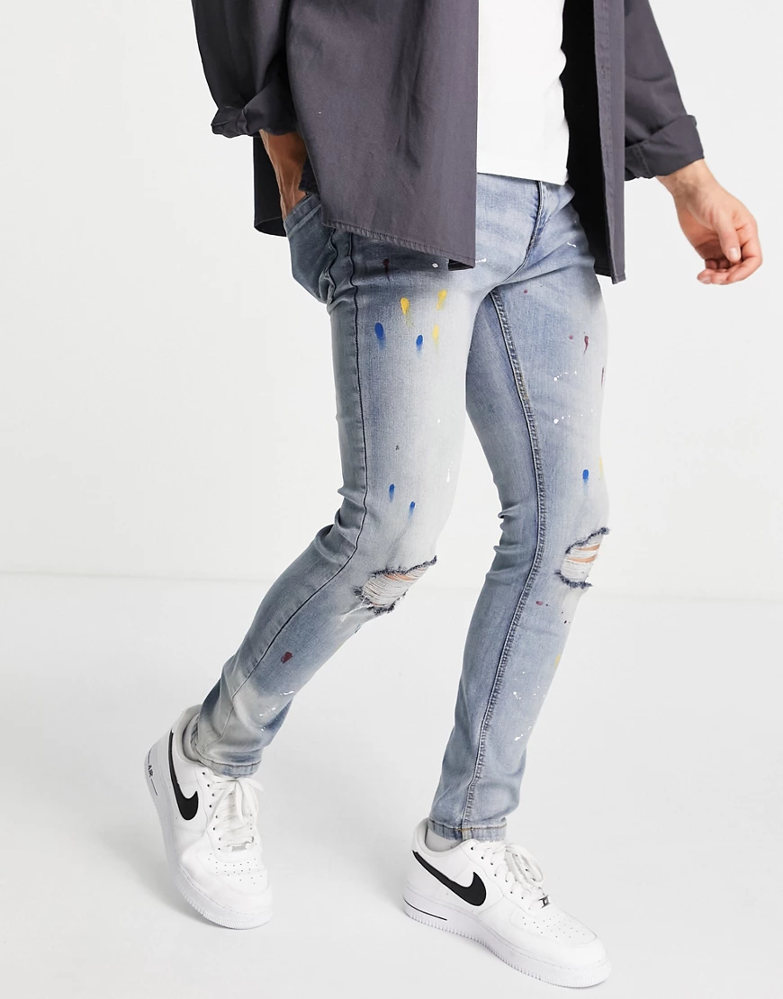 Night Addict – Eng geschnittene Jeans in mittelblauer Waschung günstig online kaufen