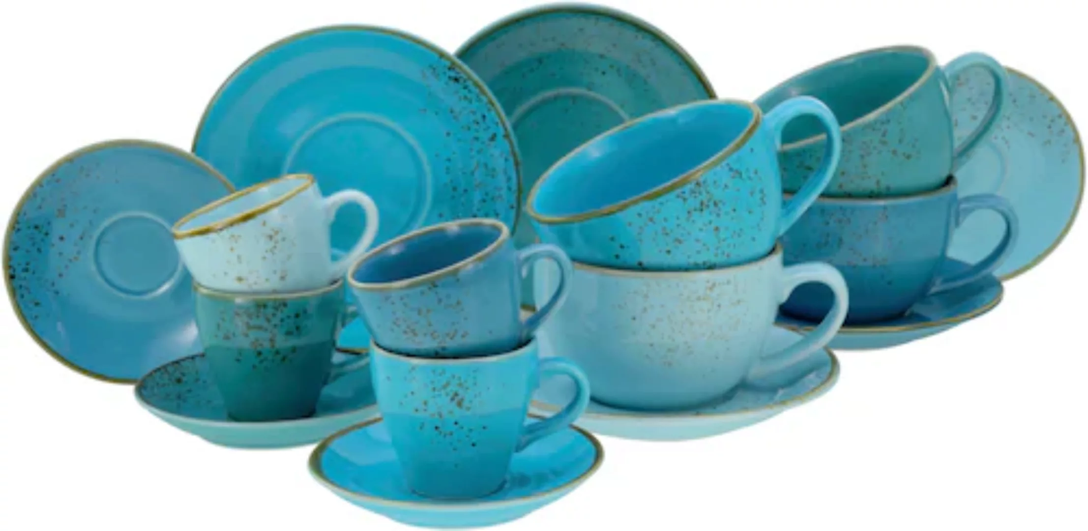 CreaTable Kaffeetassenset Nature Collection AQUA blau Steinzeug 16 tlg. günstig online kaufen