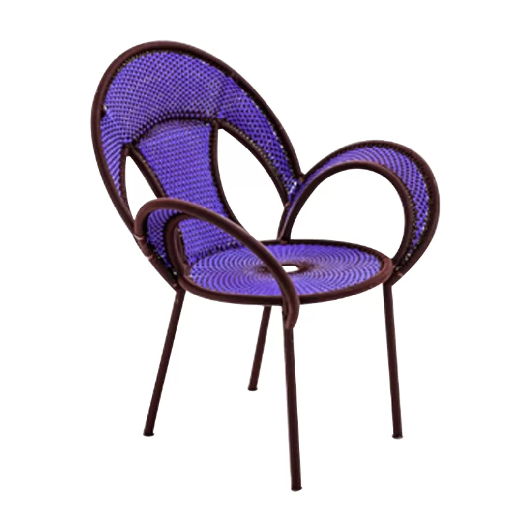 Moroso - Banjooli Sessel - violett/oxid/handgeflochten/Gestell Stahl lackie günstig online kaufen