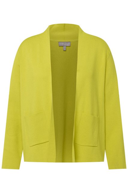 Ulla Popken Strickjacke Strickjacke Stehkragen offene Form V-Ausschnitt günstig online kaufen