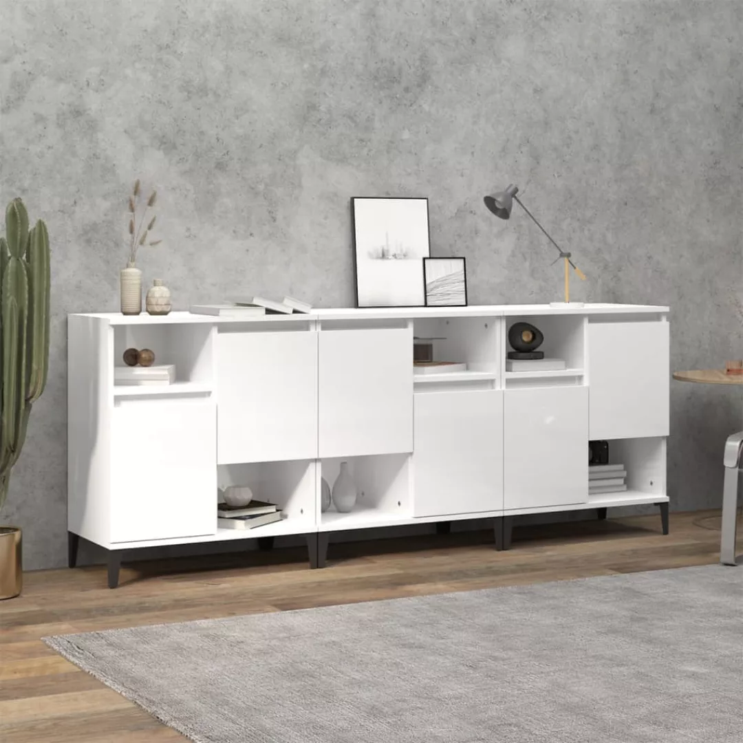 Vidaxl Sideboards 3 Stk. Hochglanz-weiß 60x35x70 Cm Holzwerkstoff günstig online kaufen