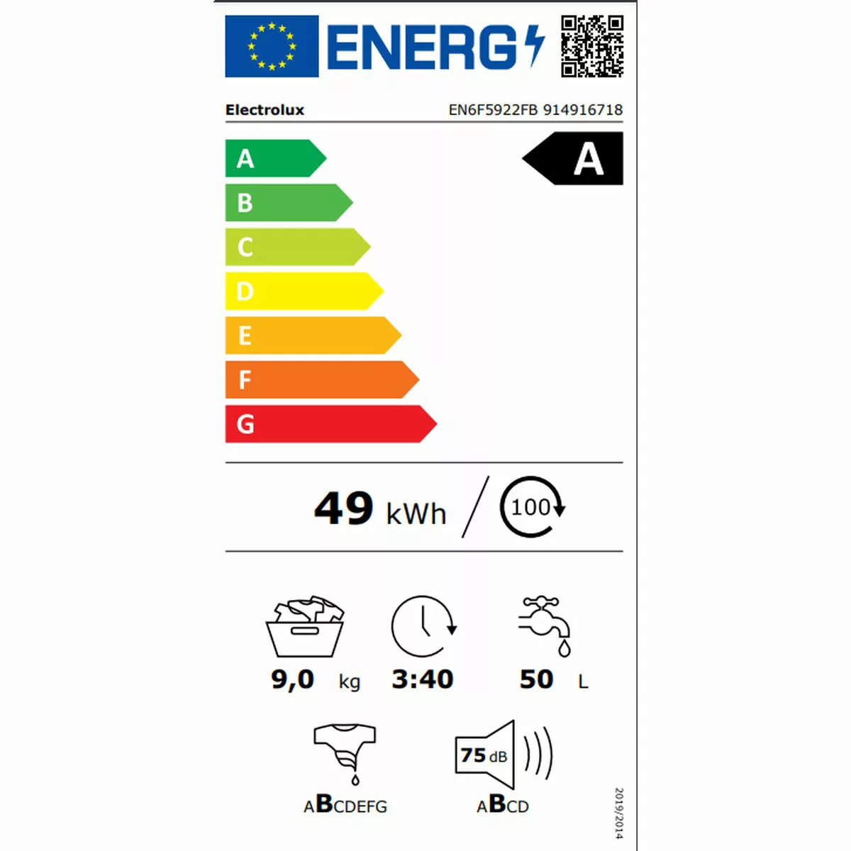 Waschmaschine Electrolux En6f5922fb 60 Cm 1200 Rpm 9 Kg günstig online kaufen