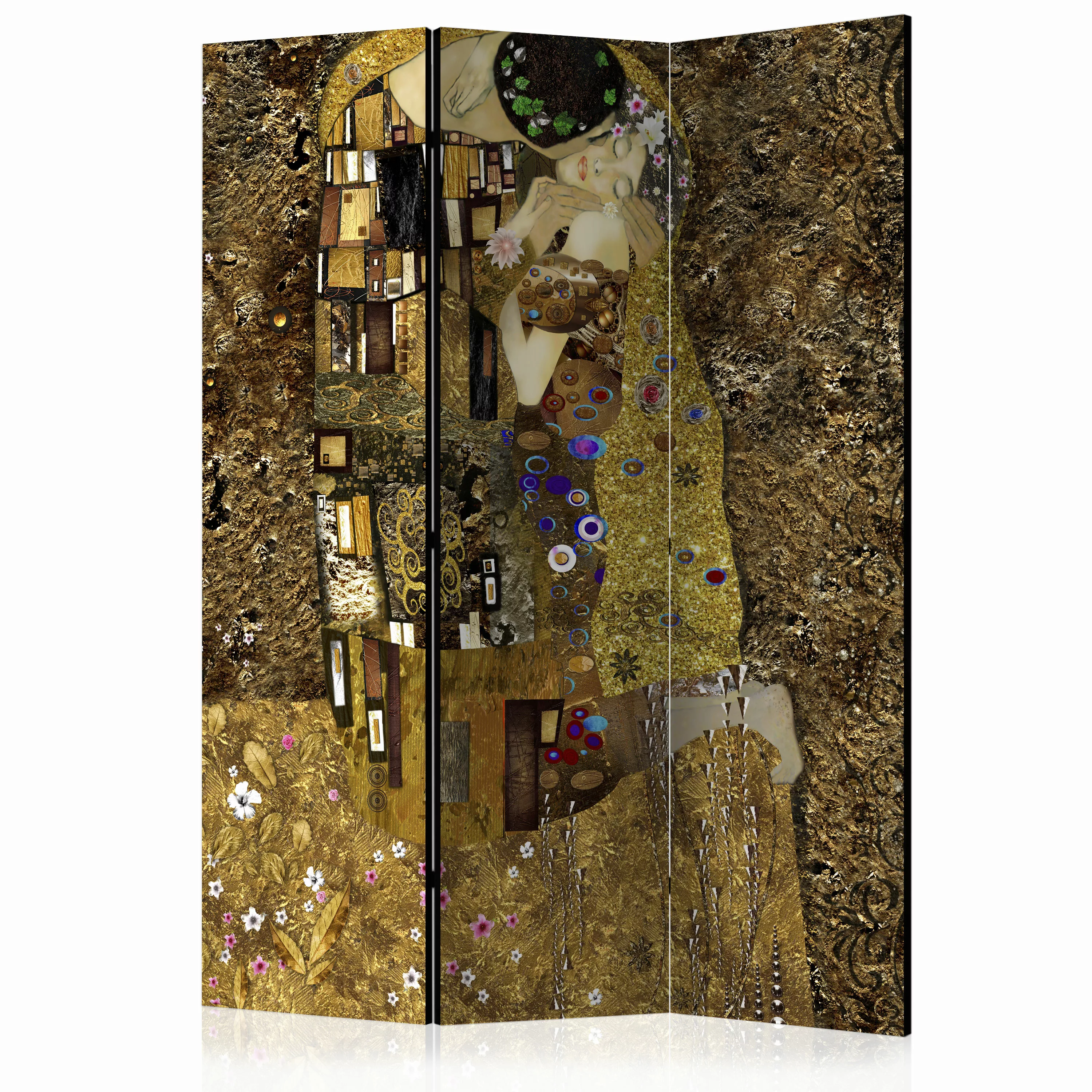 3-teiliges Paravent - Golden Kiss [room Dividers] günstig online kaufen