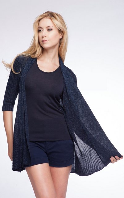 Passioni Cardigan Sommercardigan in Marineblau mit Metallic-Garn günstig online kaufen