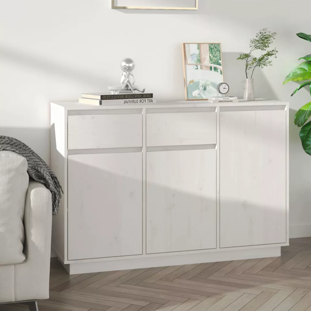 Vidaxl Sideboard Weiß 110x34x75 Cm Massivholz Kiefer günstig online kaufen