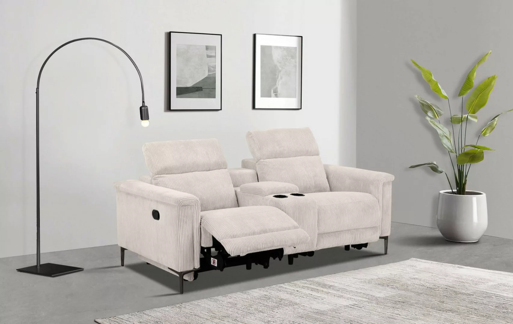 Places of Style 2-Sitzer Lund in Cord, 2er-Kinosofa, TV-Sessel, Multimedia- günstig online kaufen