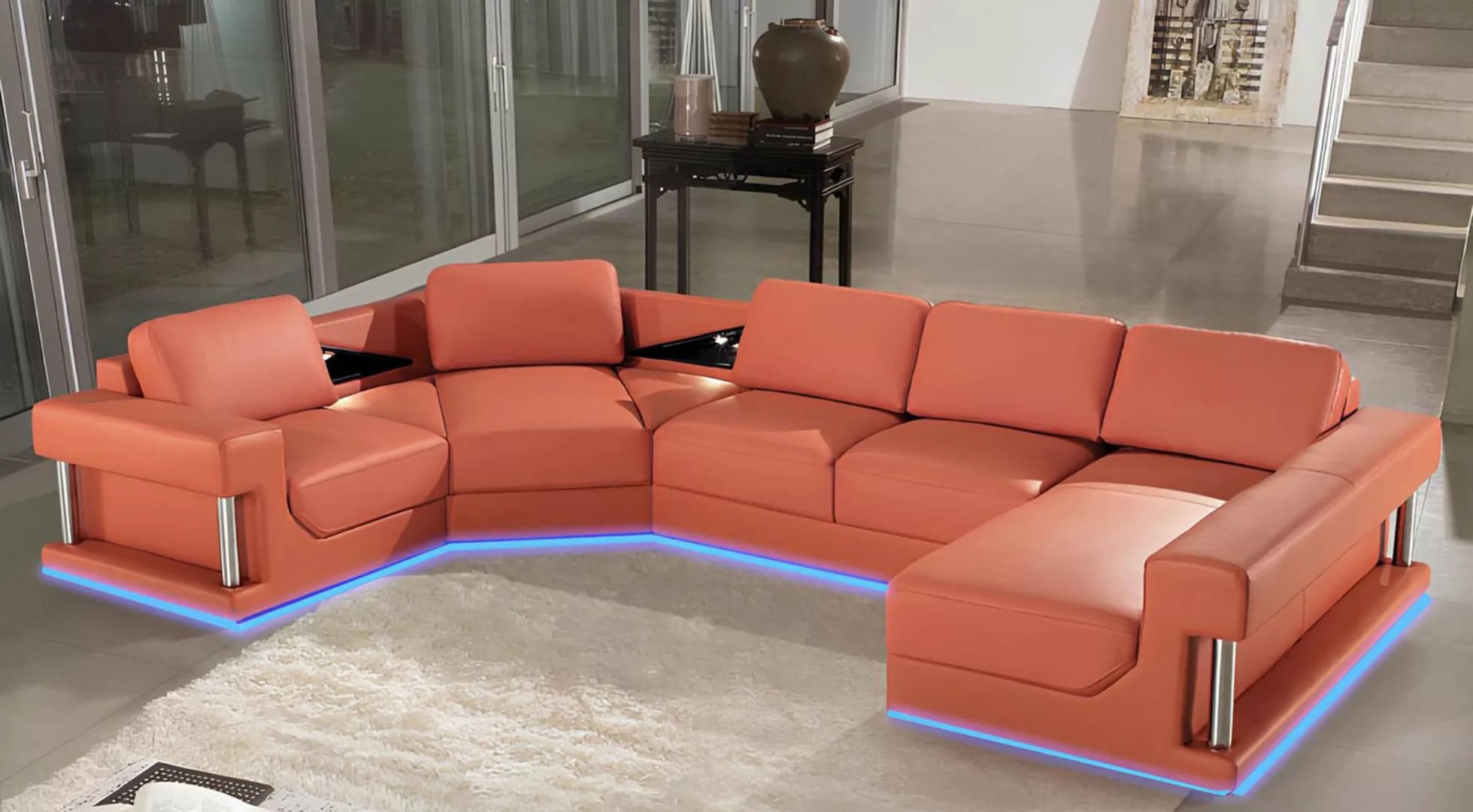 Xlmoebel Ecksofa Ledersofa mit USB-Anschluss in modernem Design für das Woh günstig online kaufen