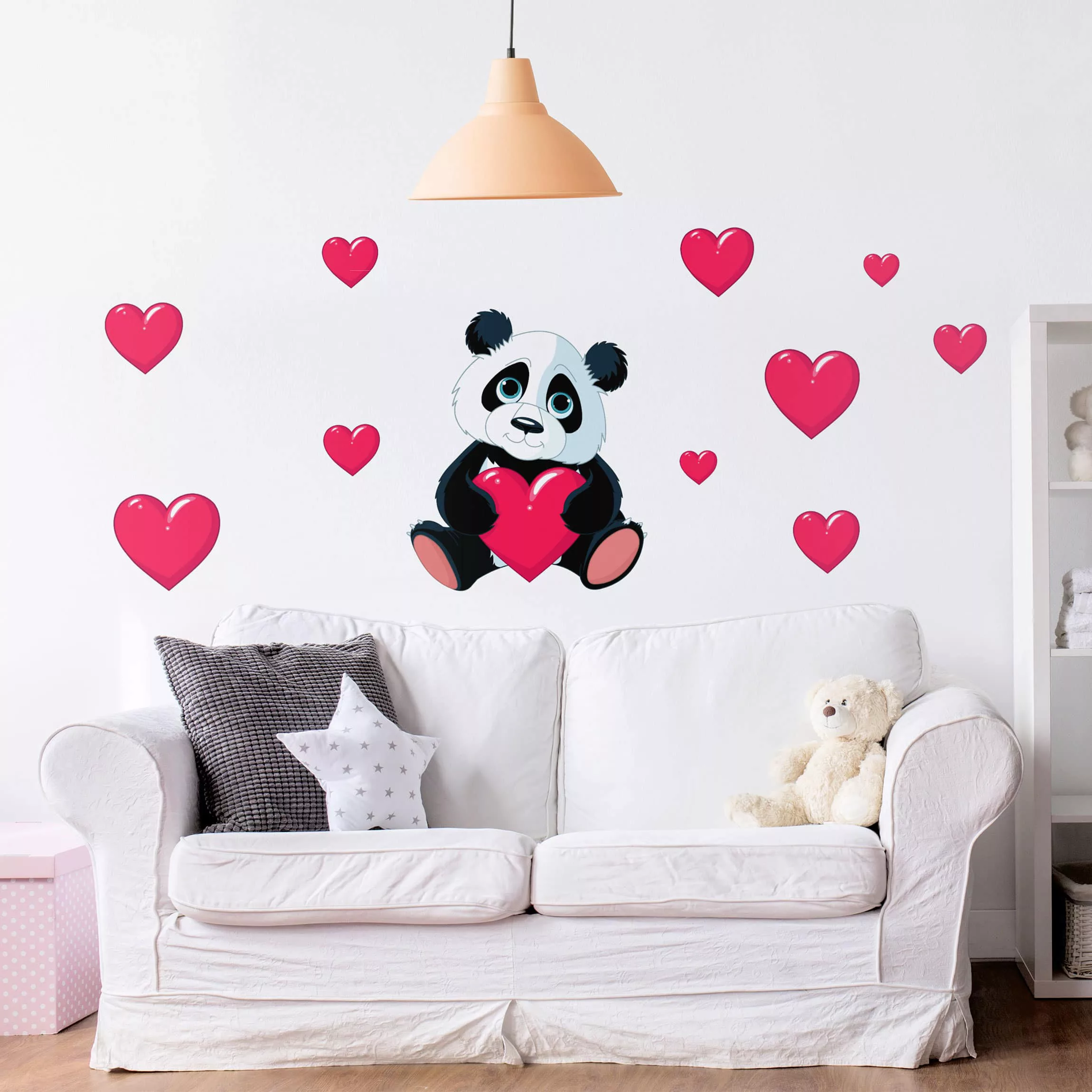 Wandtattoo Kinderzimmer Panda mit Herzen günstig online kaufen